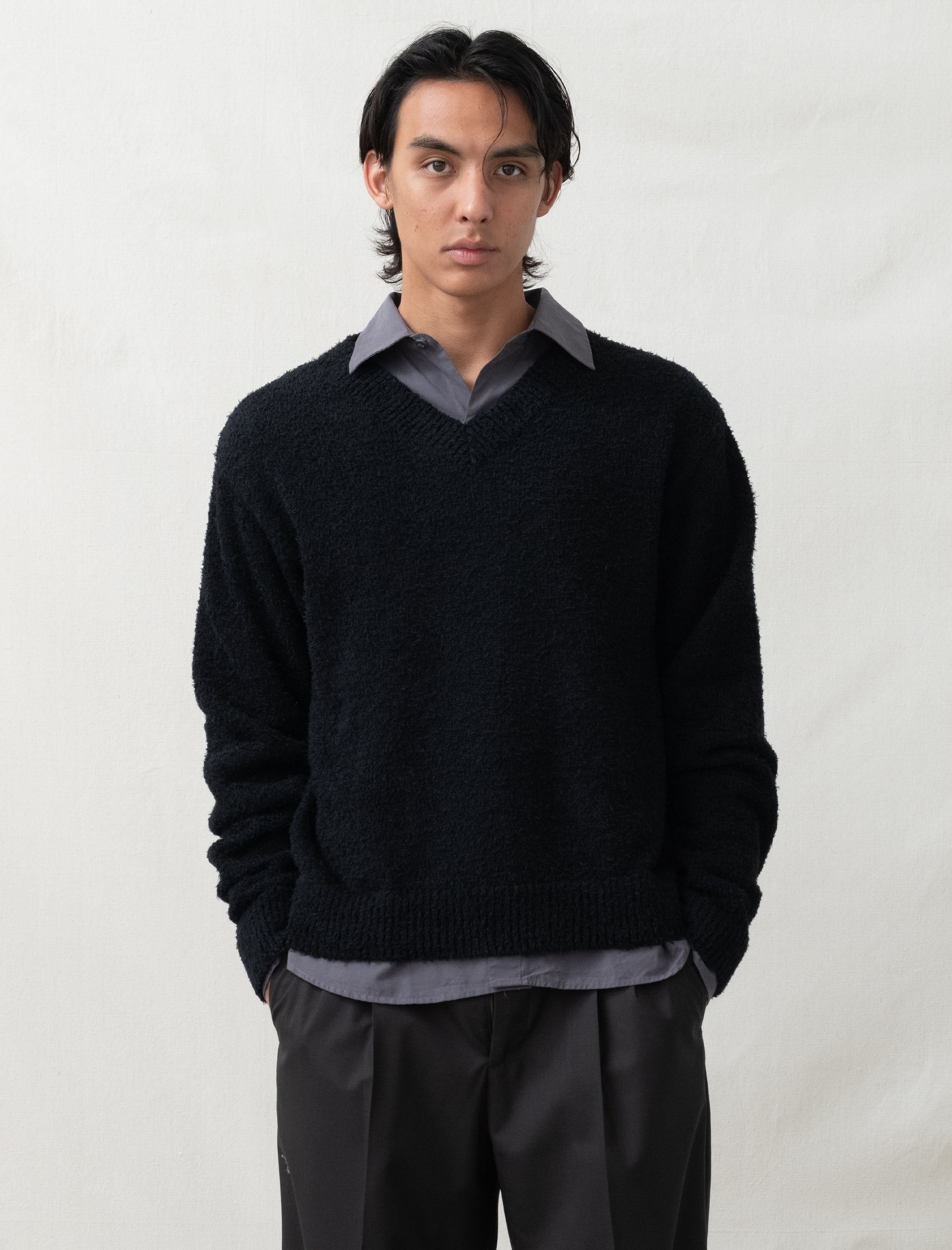 mfpen v-neck furry sweater