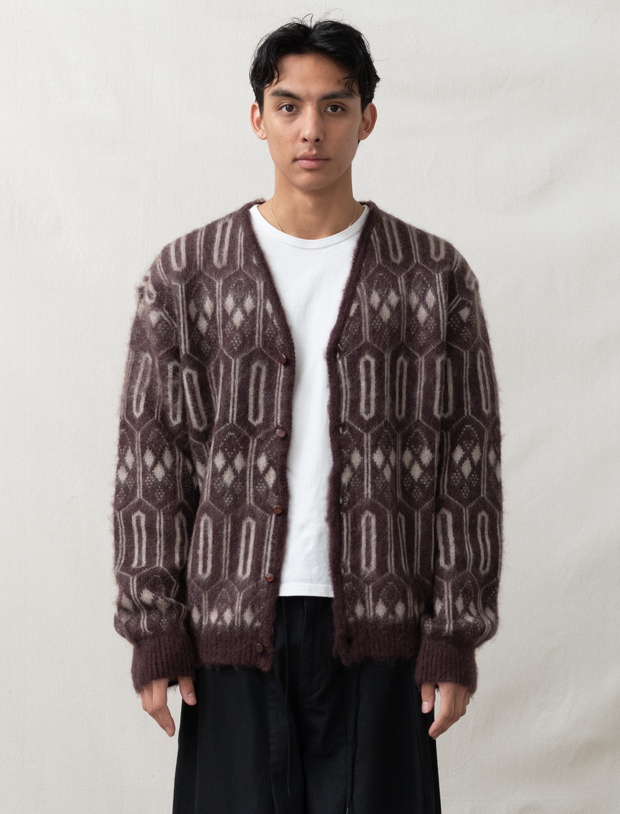 Mohair Cardigan (Burgundy)