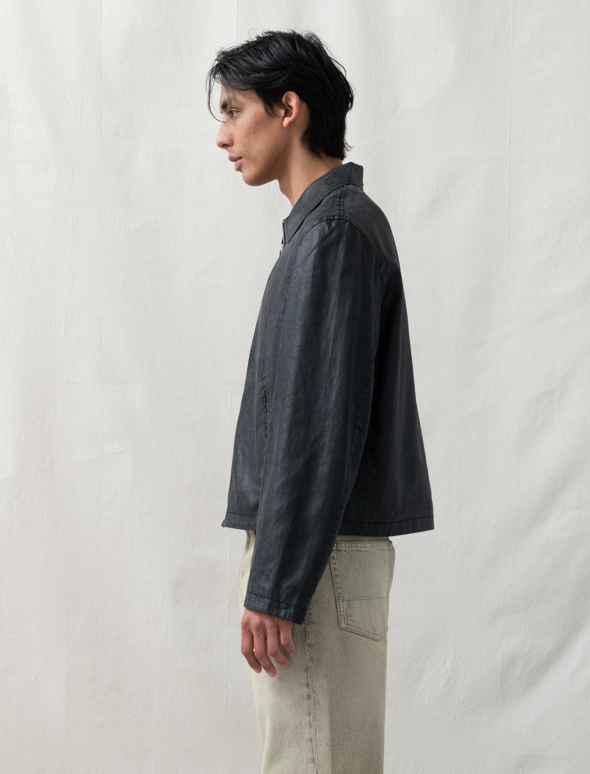 Mini Jacket Worker (Lacquer Black Mirror Tencel)
