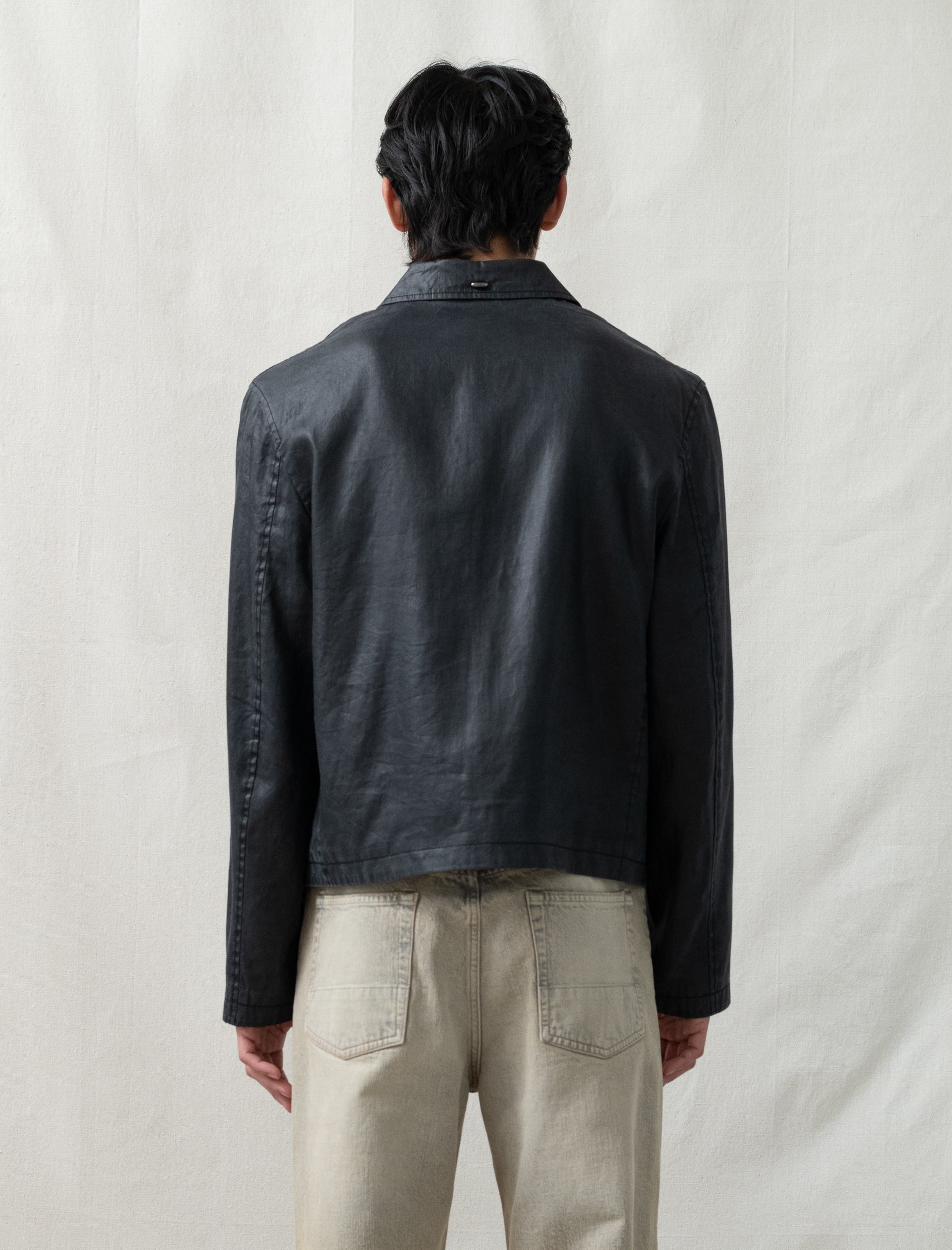 Mini Jacket Worker (Lacquer Black Mirror Tencel)