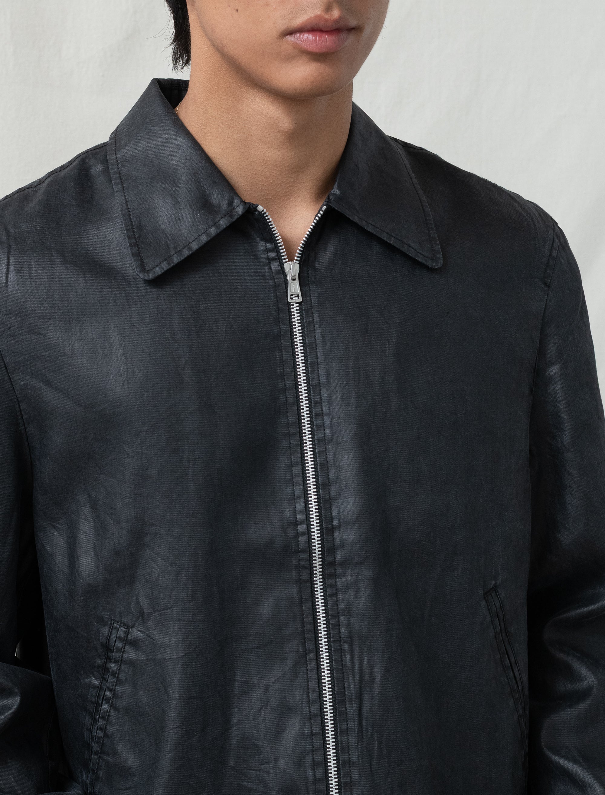 Mini Jacket Worker (Lacquer Black Mirror Tencel)