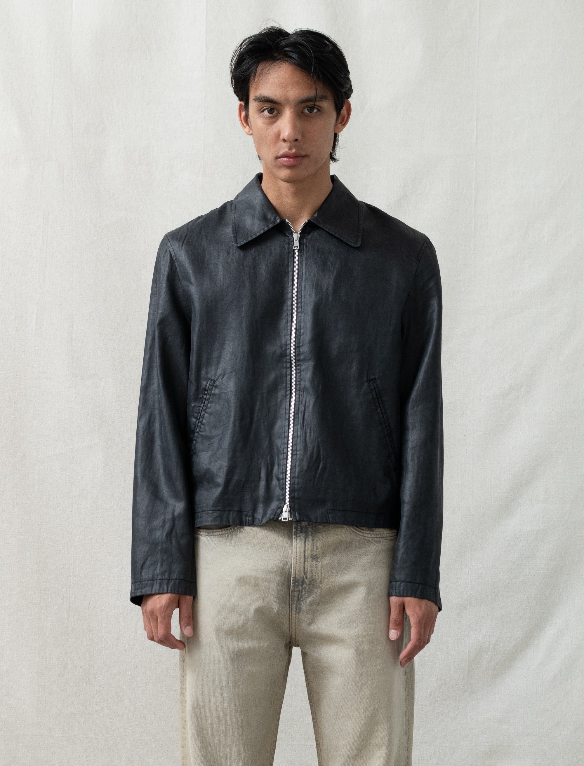 Mini Jacket Worker (Lacquer Black Mirror Tencel)