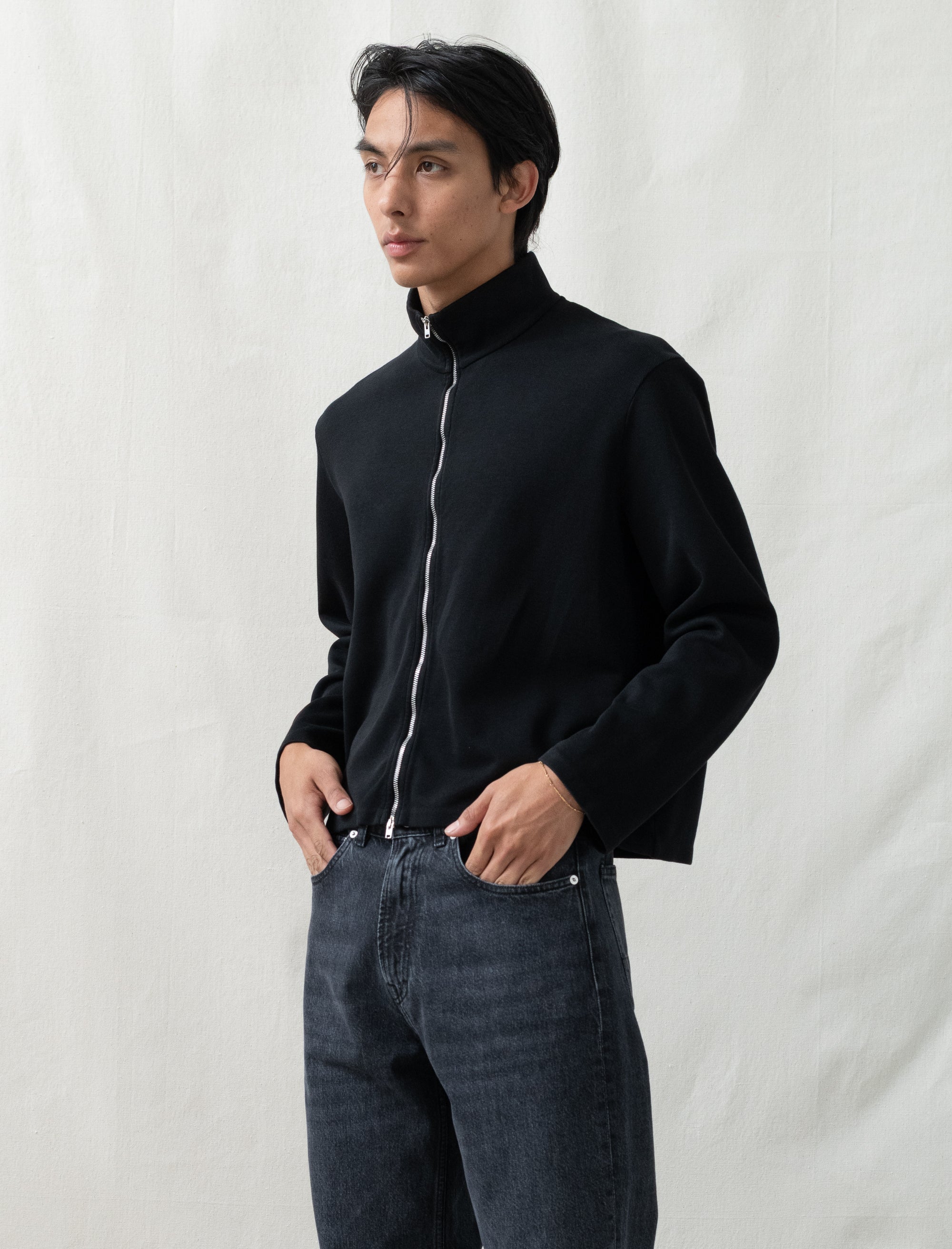 Shrunken Fullzip (Black Athletic Rib)