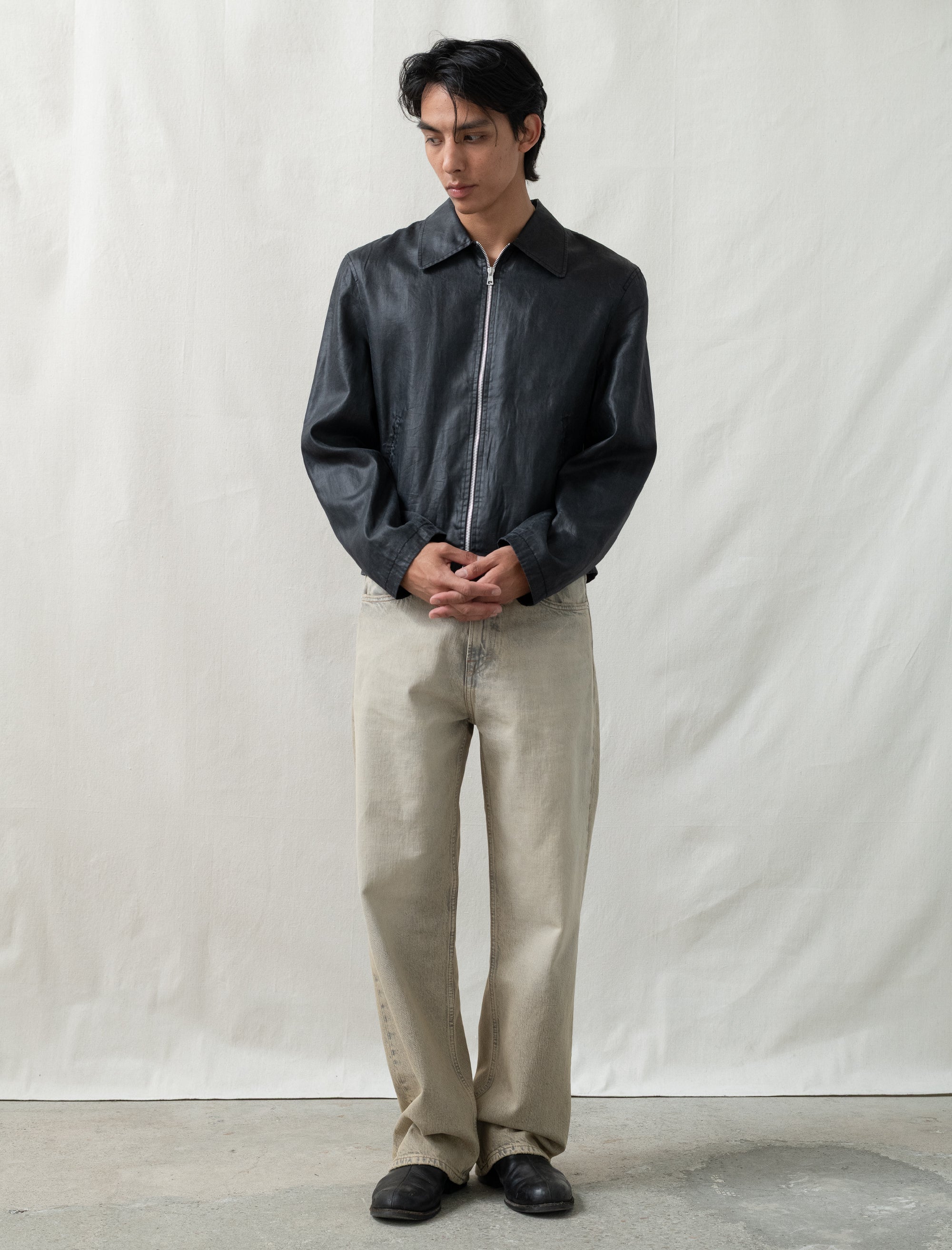 Mini Jacket Worker (Lacquer Black Mirror Tencel)