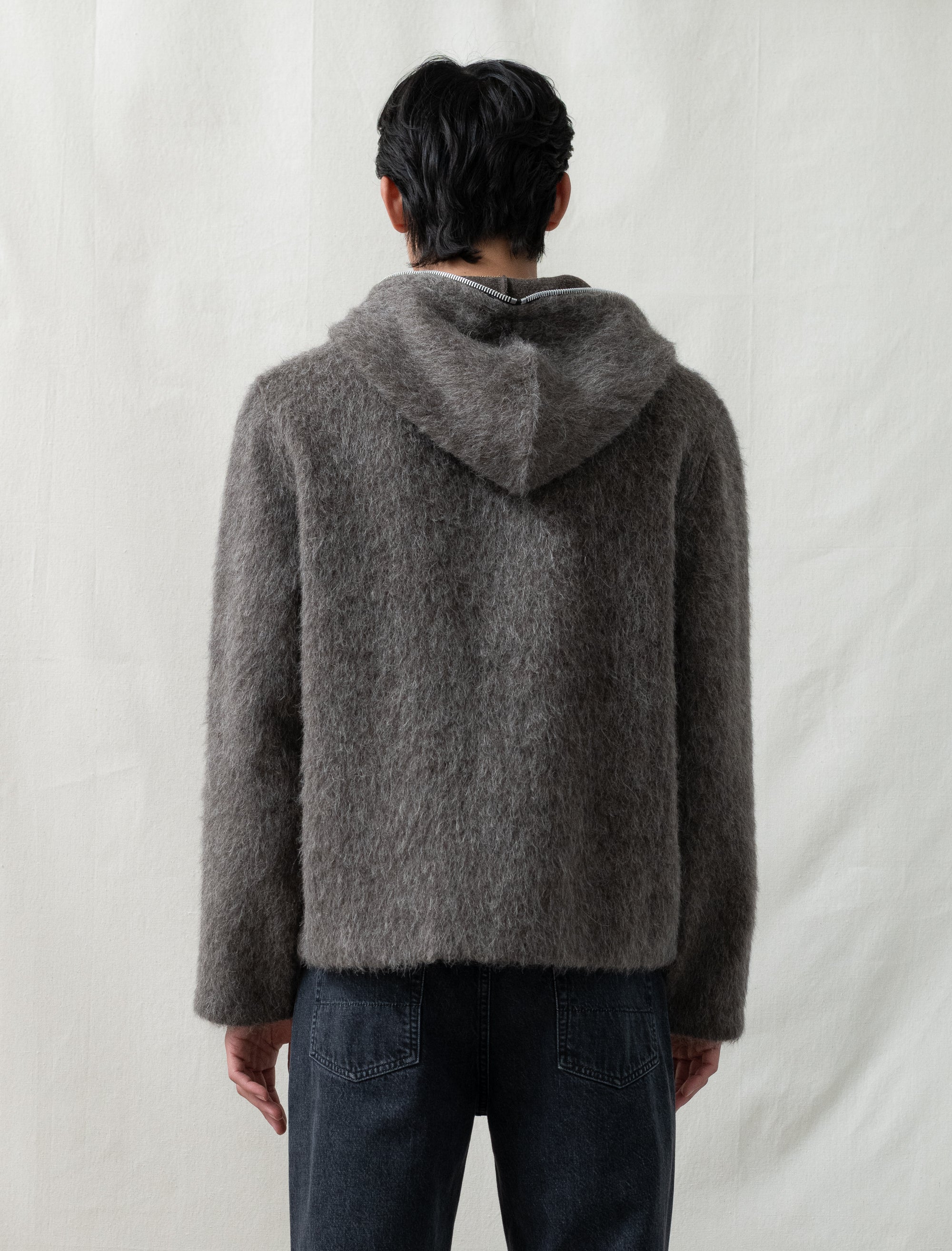 Full Zip Hood (Mole Grey Hairy Wool)