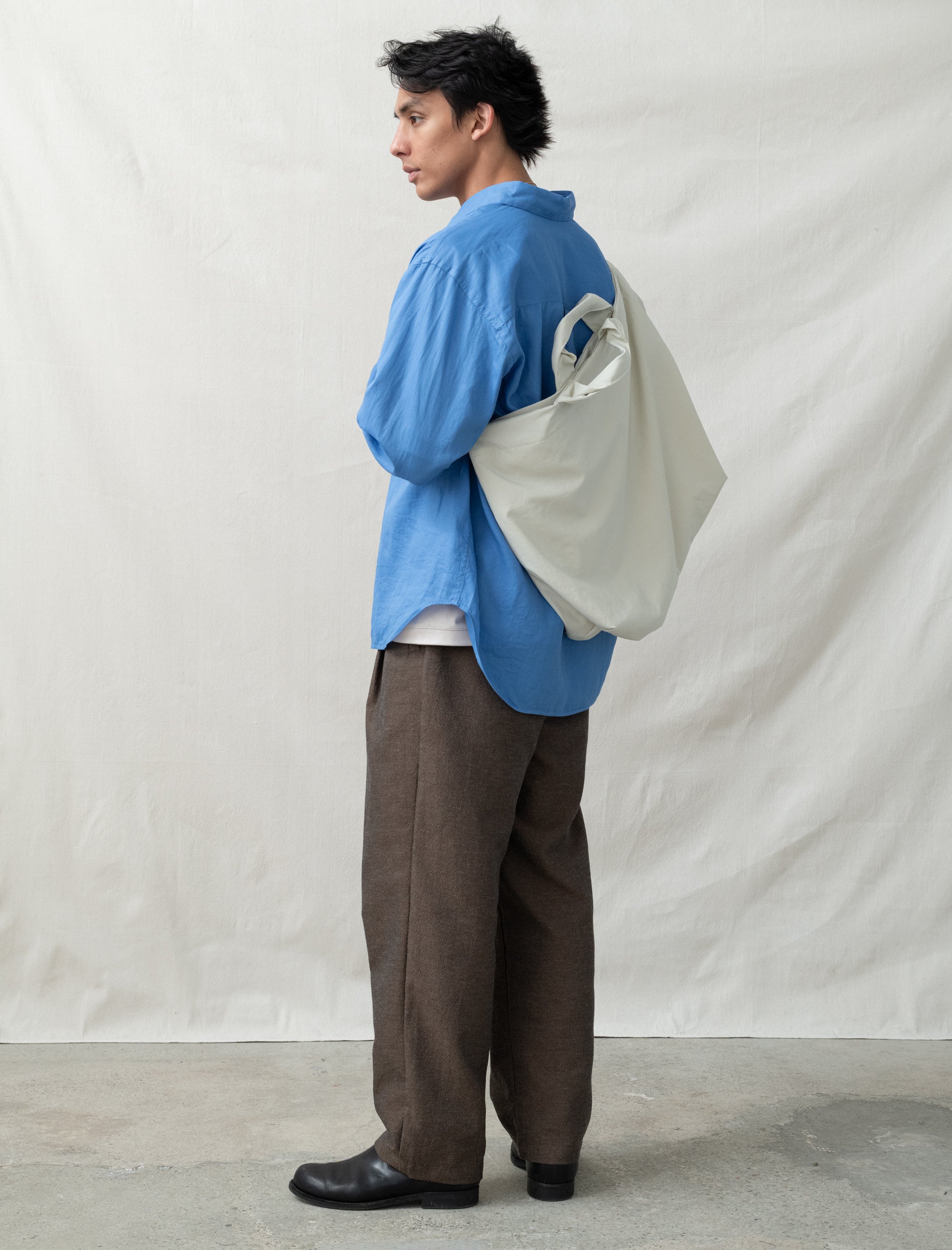 Mixed Single Pleat Pants (Brown)