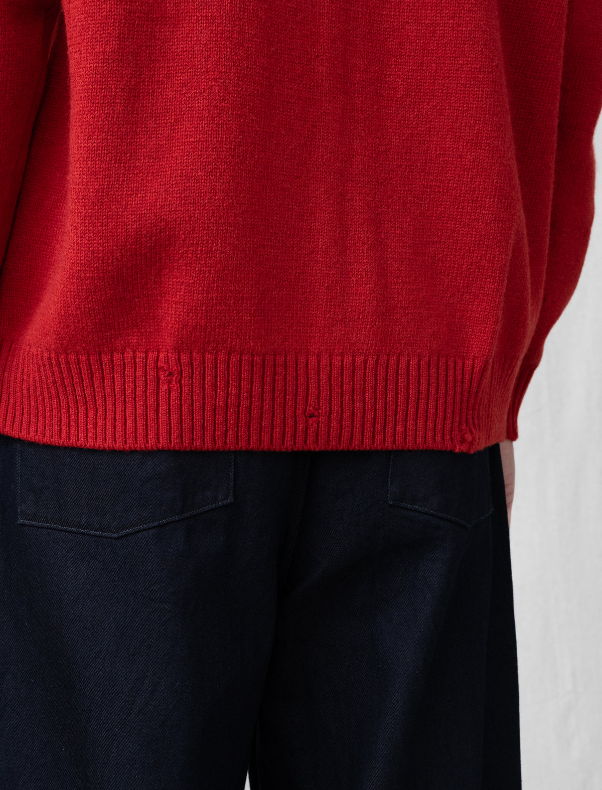 Punched Shetland Cardigan (Vermilion Red)