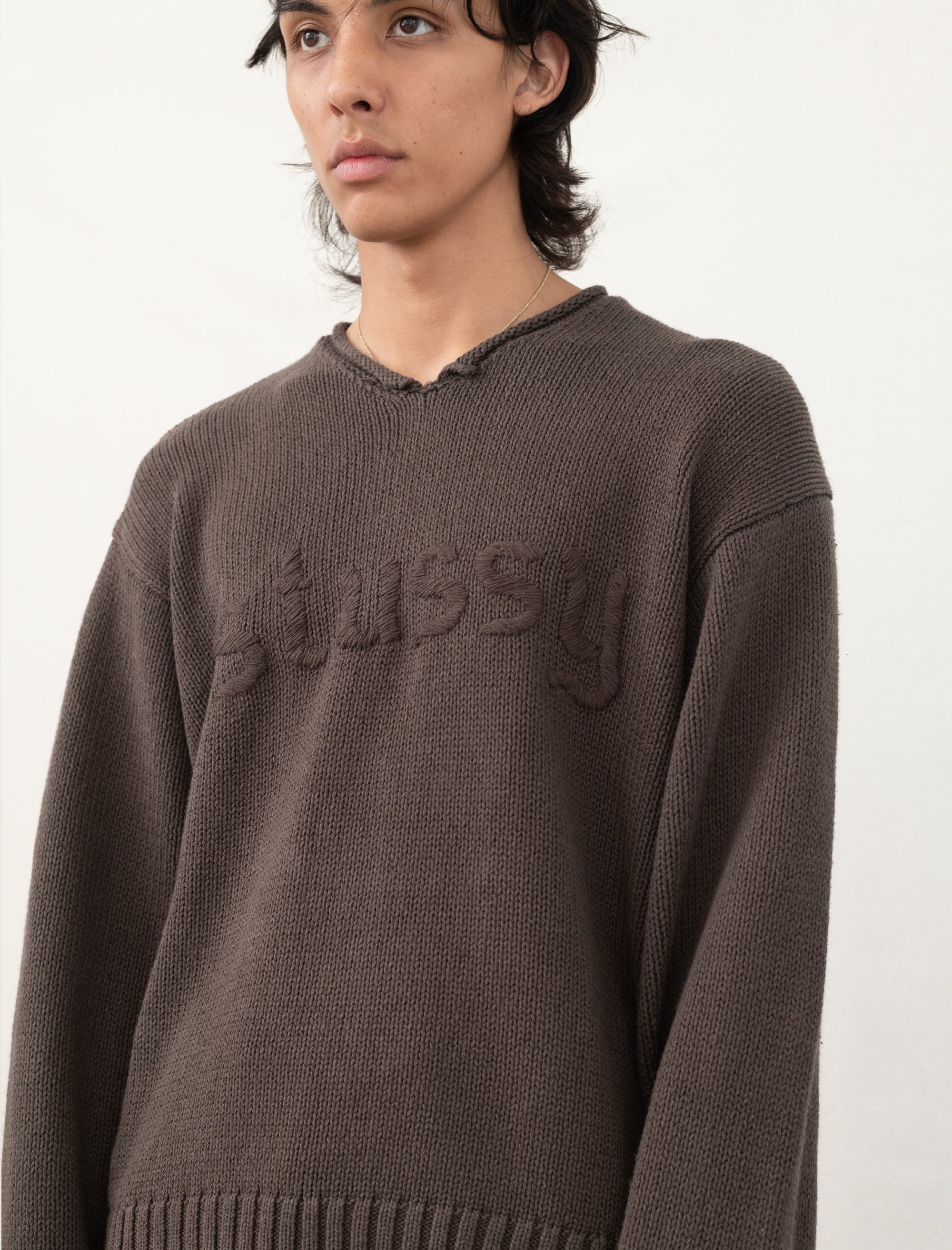 V-Neck Logo Sweater (Brown)