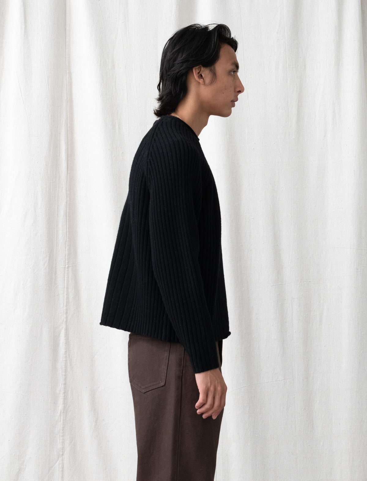 Merino Roll Neck Sweater (Black)