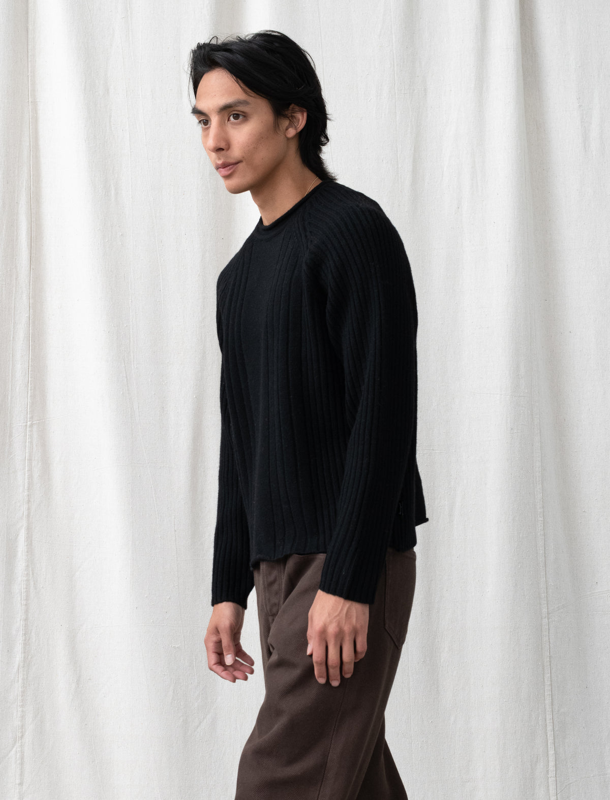 Merino Roll Neck Sweater (Black)
