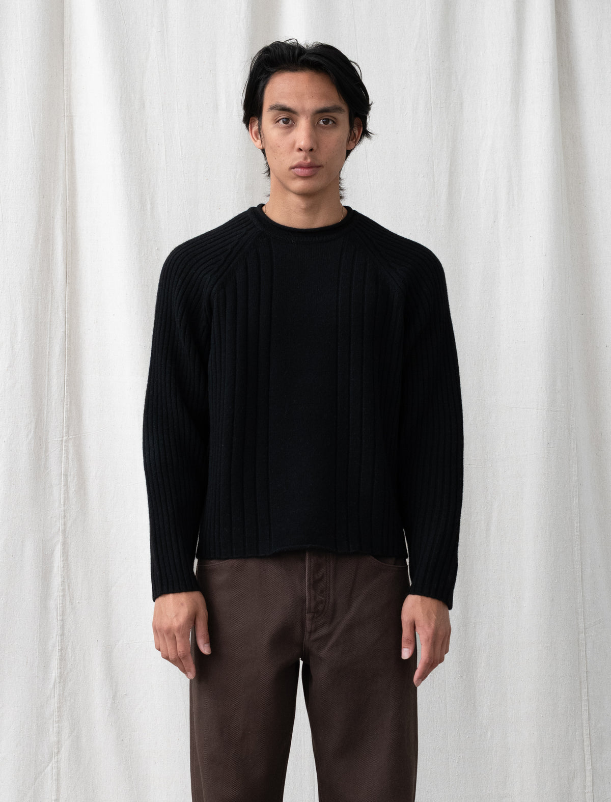 Merino Roll Neck Sweater (Black)