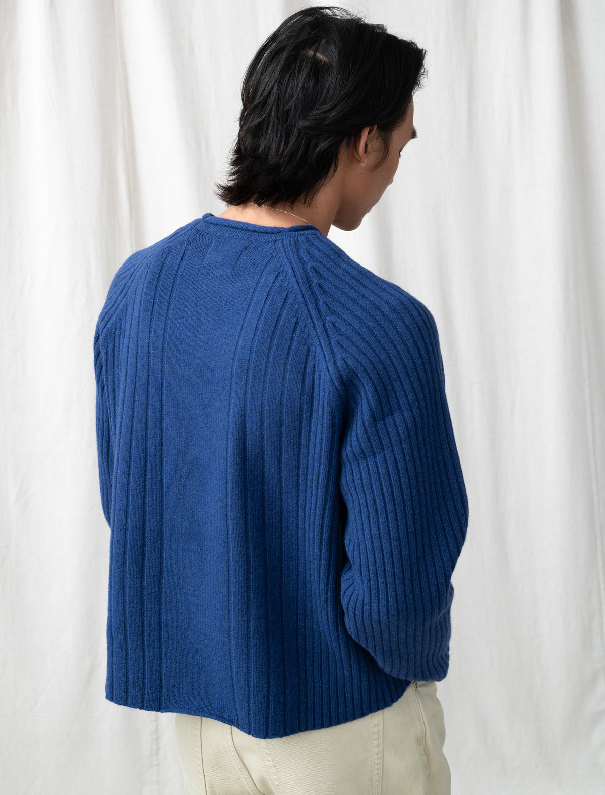 Merino Roll Neck Sweater (Blue)