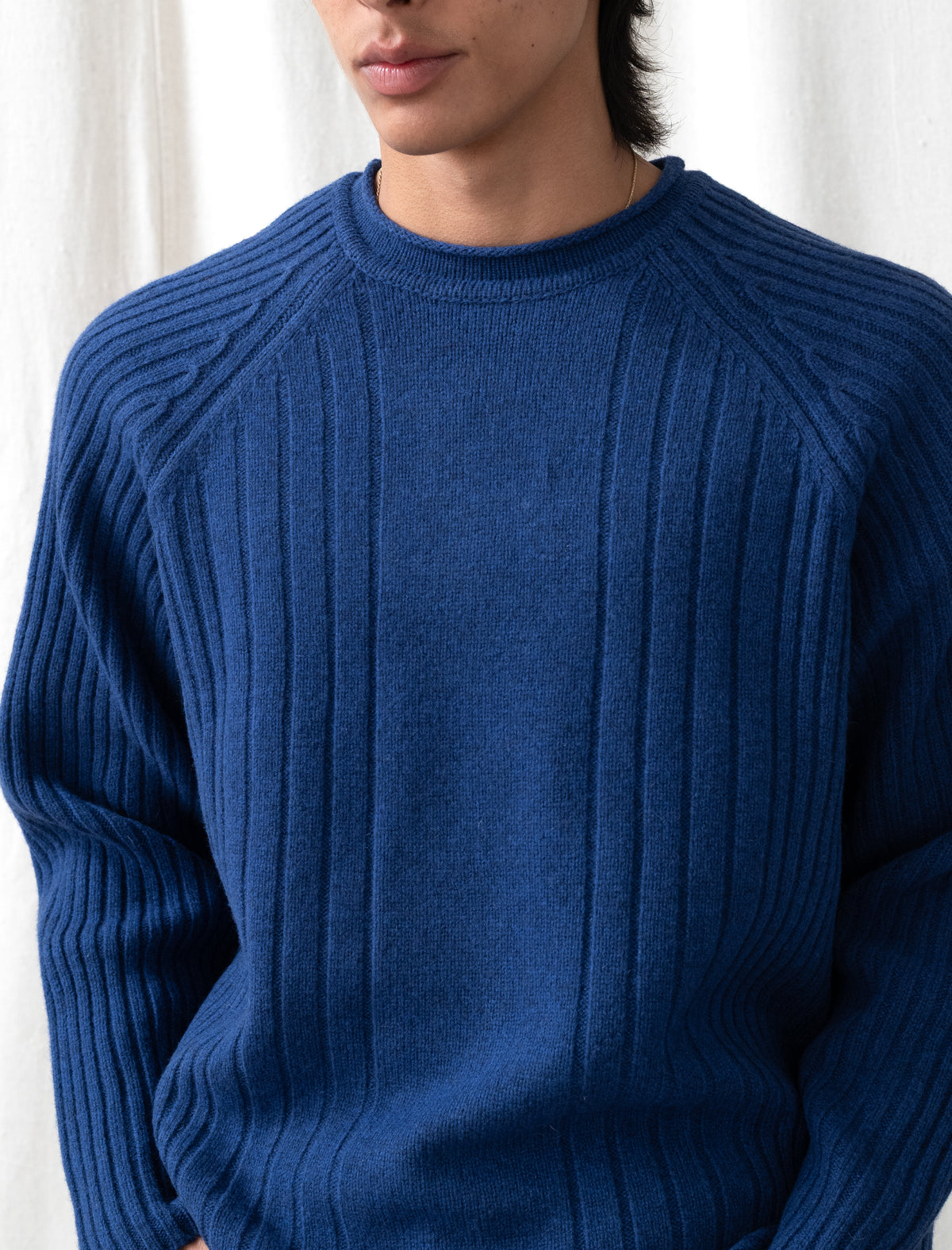 Merino Roll Neck Sweater (Blue)