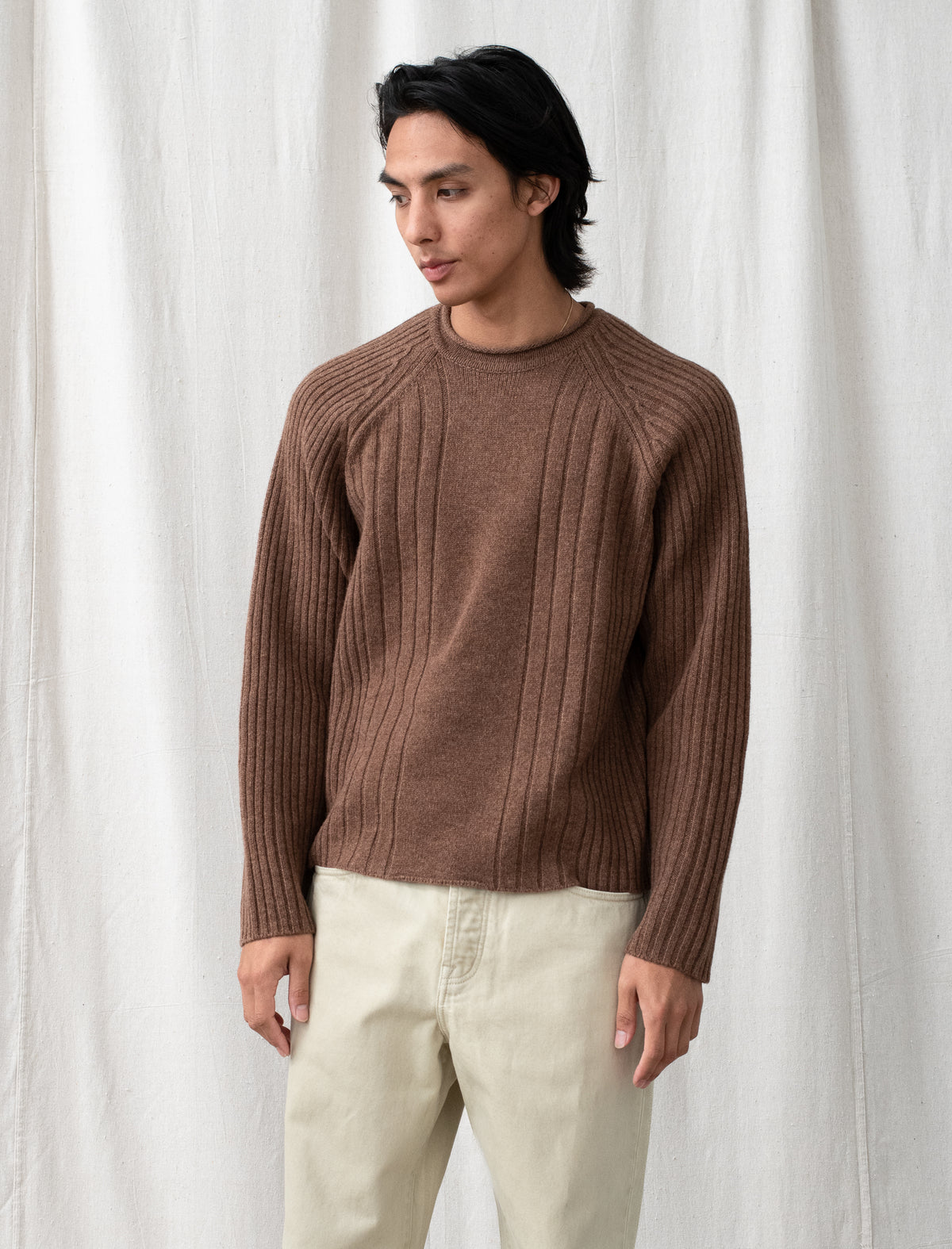 Merino Roll Neck Sweater (Brown)