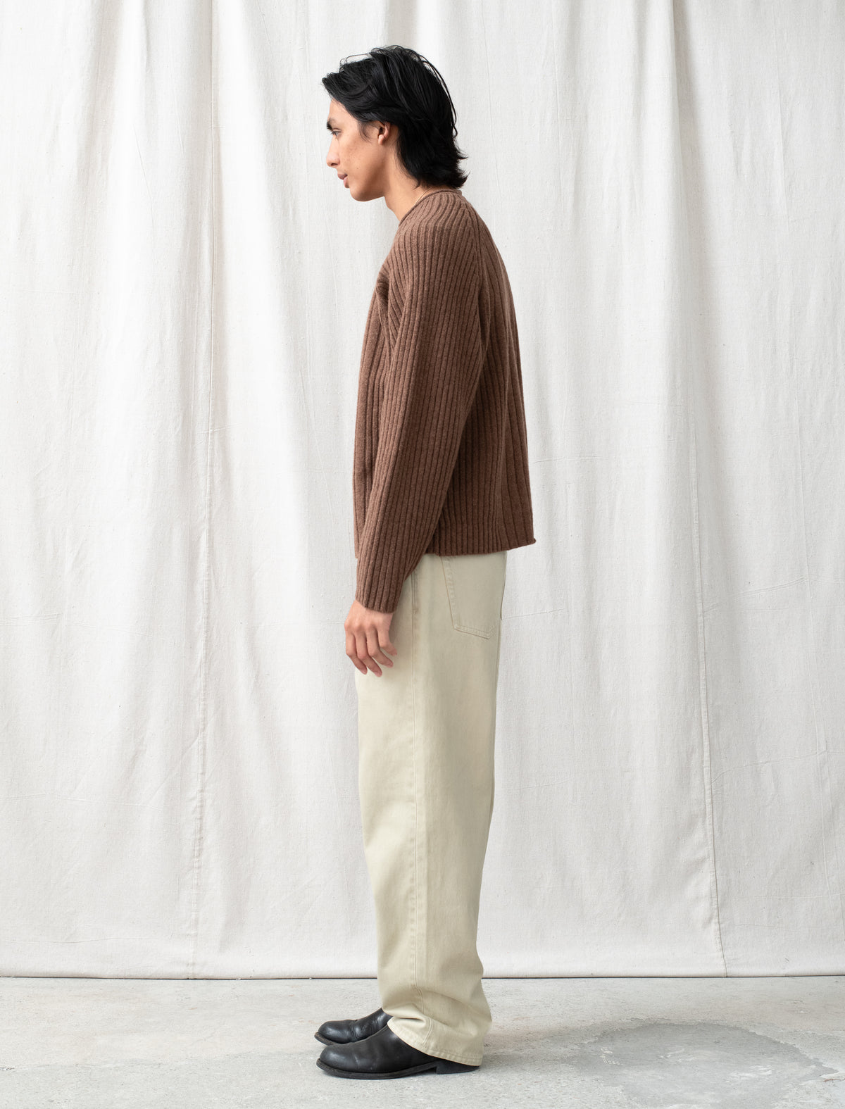 Merino Roll Neck Sweater (Brown)