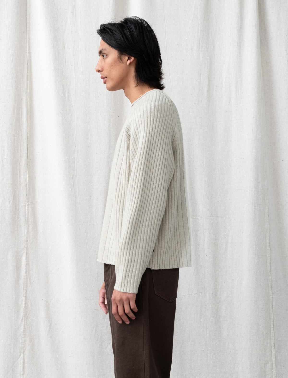 Merino Roll Neck Sweater (Natural)