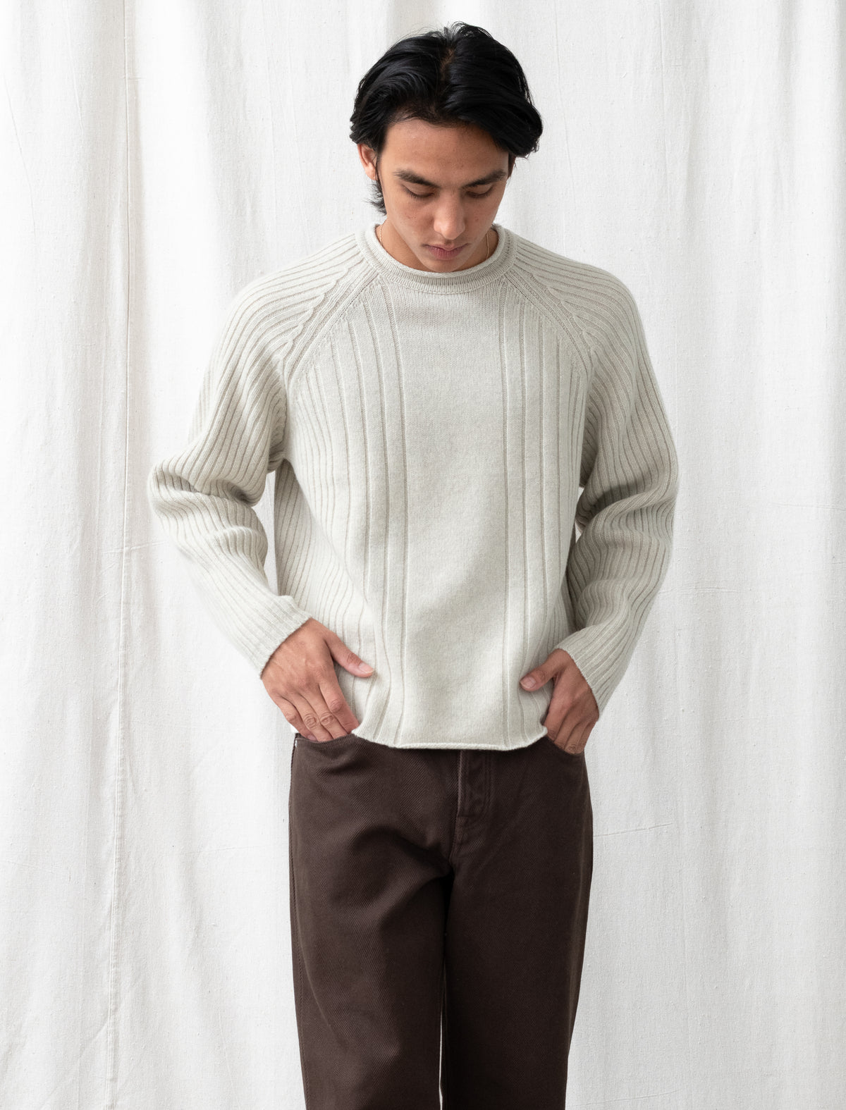 Merino Roll Neck Sweater (Natural)