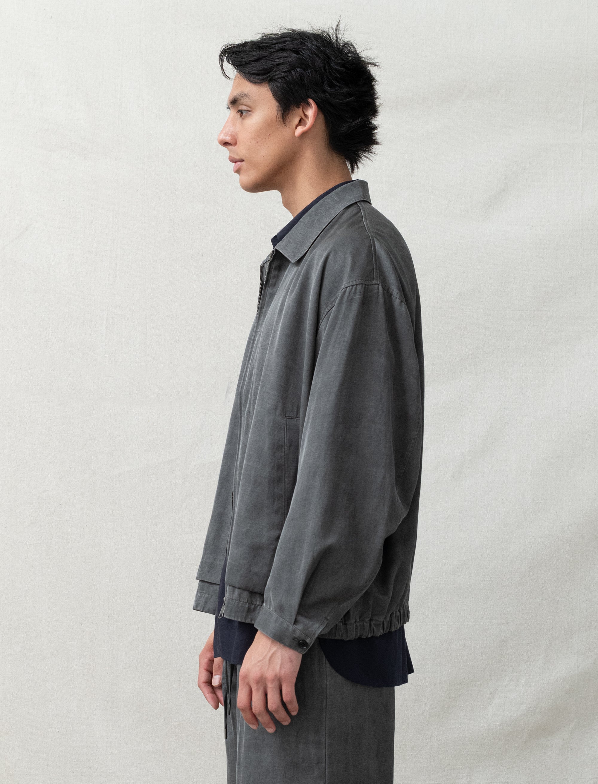 still by hand Pigment Zip Up Blouson (Dusty Grey)