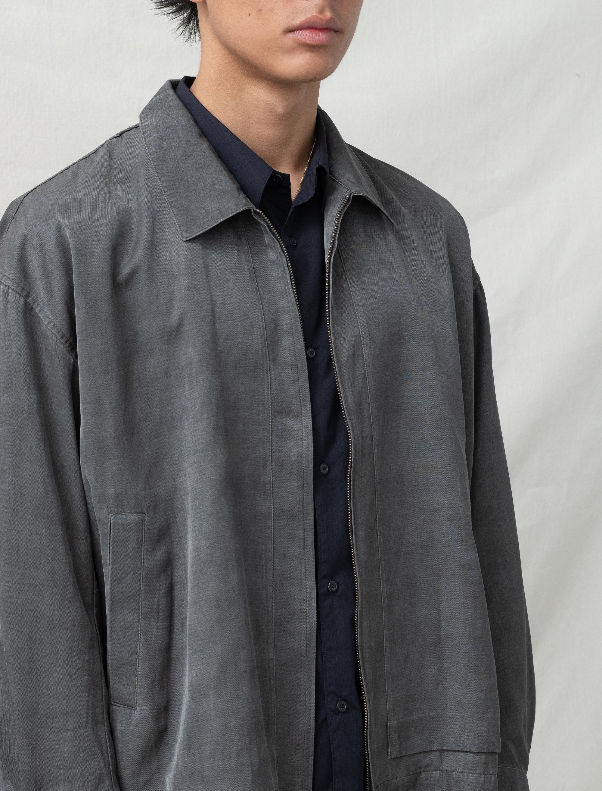 still by hand Pigment Zip Up Blouson (Dusty Grey)