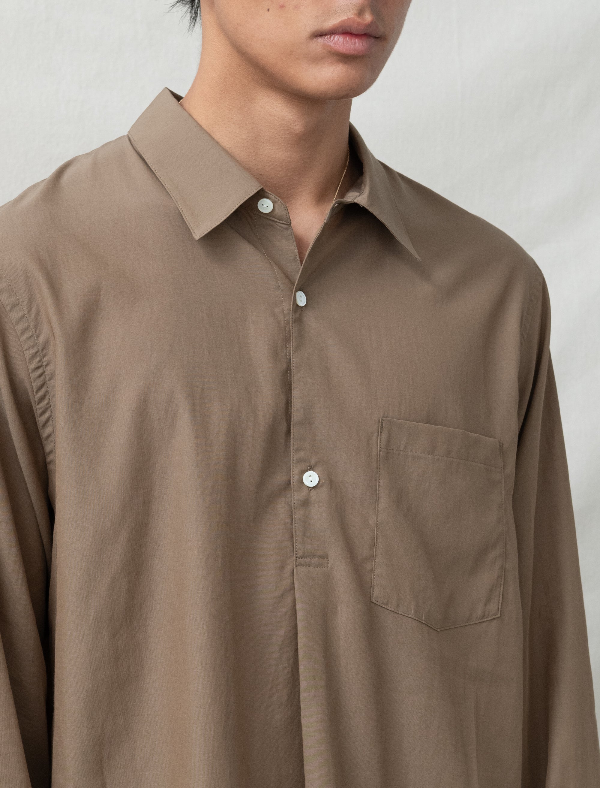 still by hand Cupro Pullover Shirt (Khaki Brown)