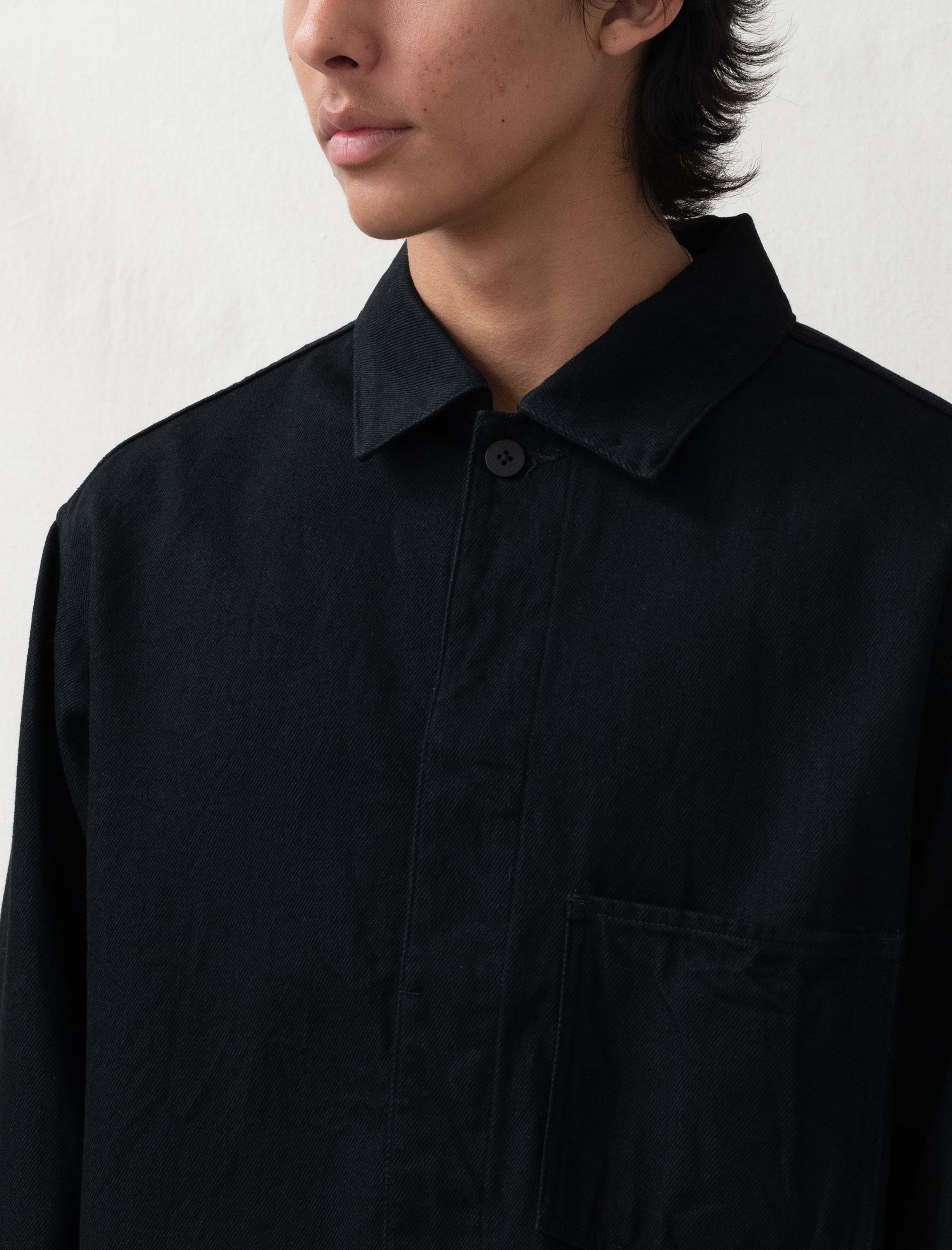 still by hand denim jacket in black details