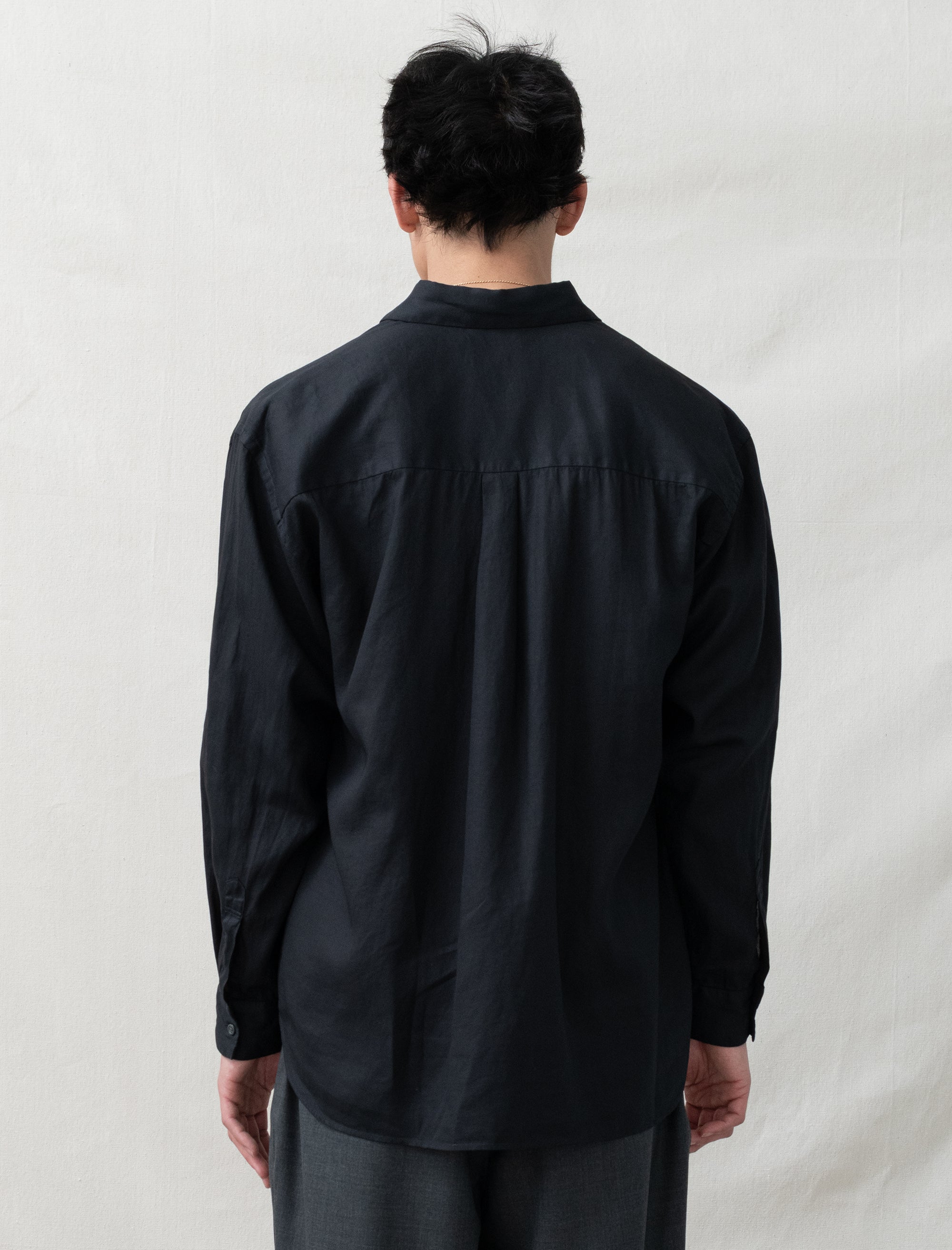 still by hand Garment-Dye Over Shirt (Black Navy)