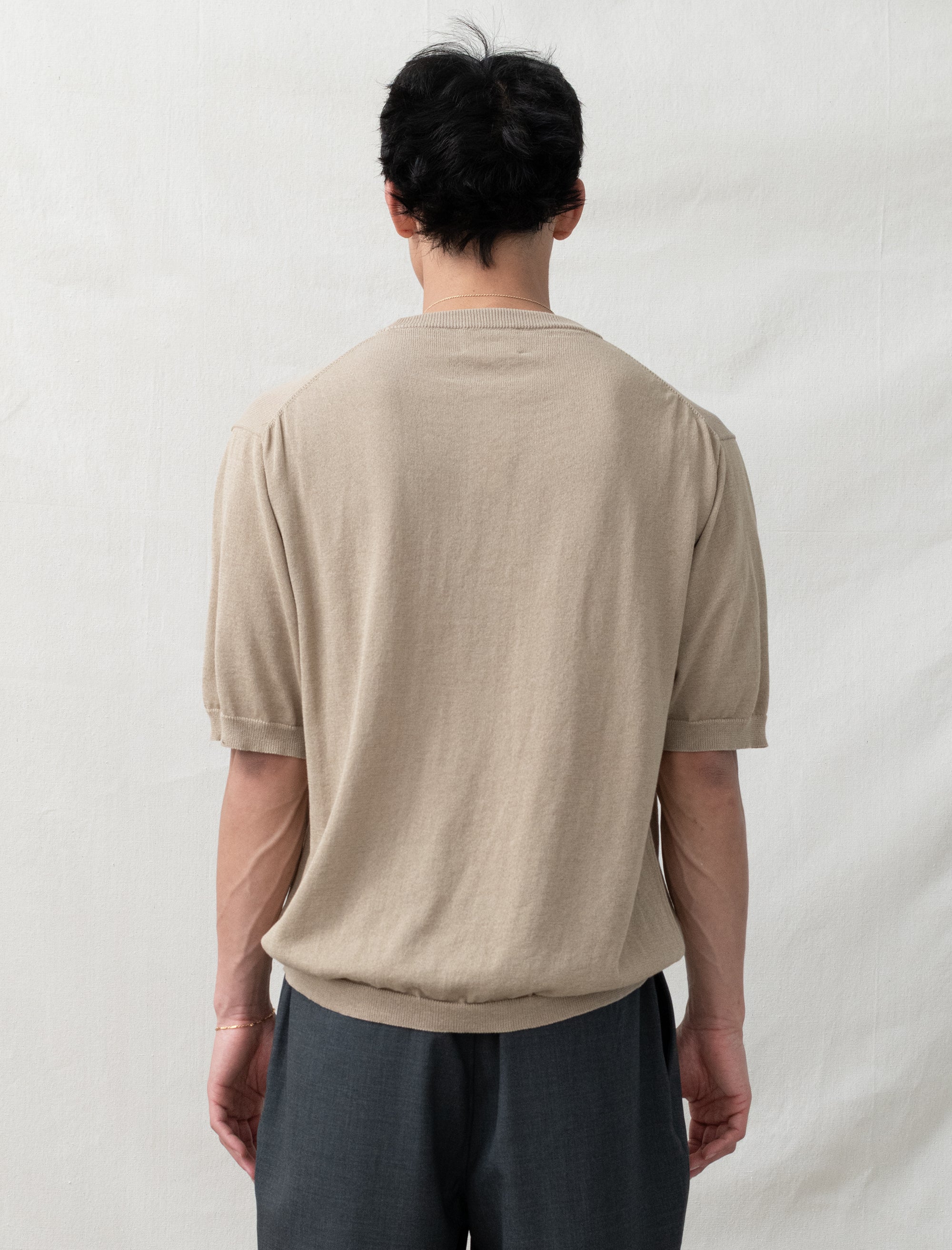 still by hand half sleeve sweater tan