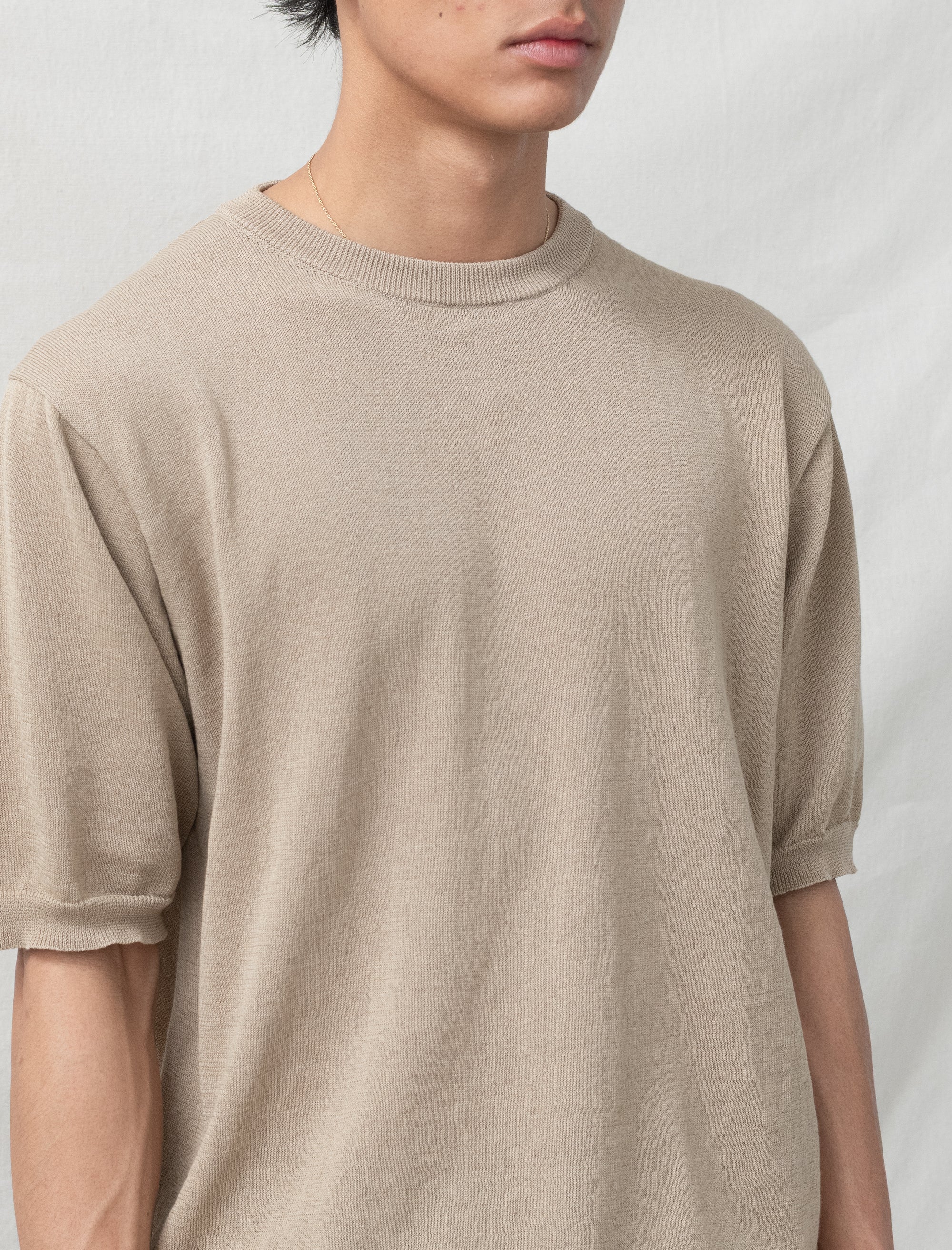 still by hand half sleeve sweater tan