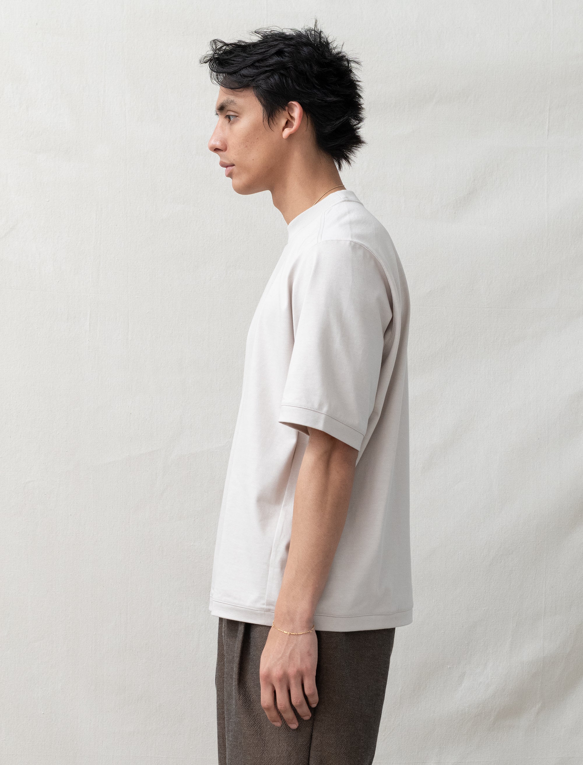 still by hand Half Sleeve Sweatshirt (Pink Beige)