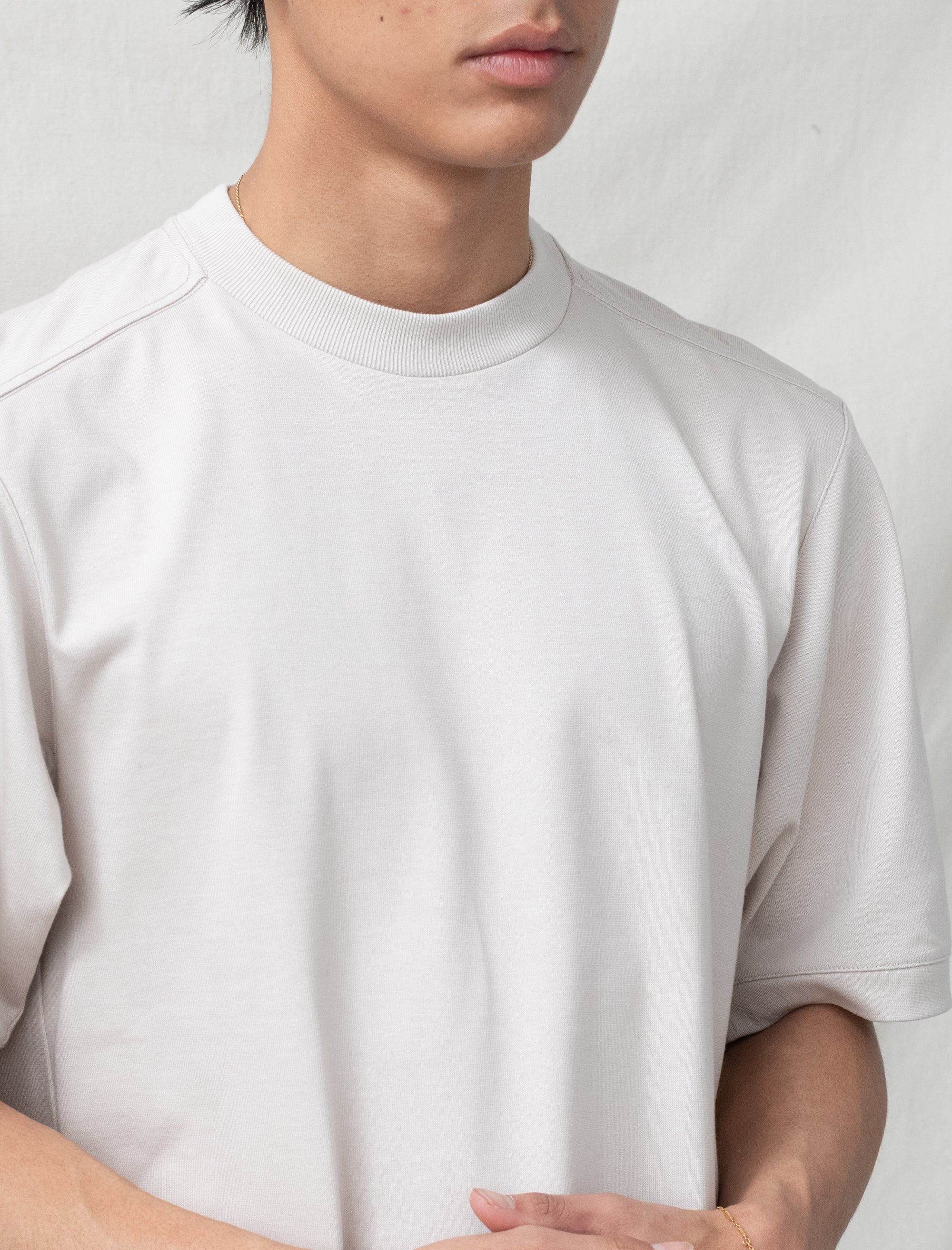 still by hand Half Sleeve Sweatshirt (Pink Beige)