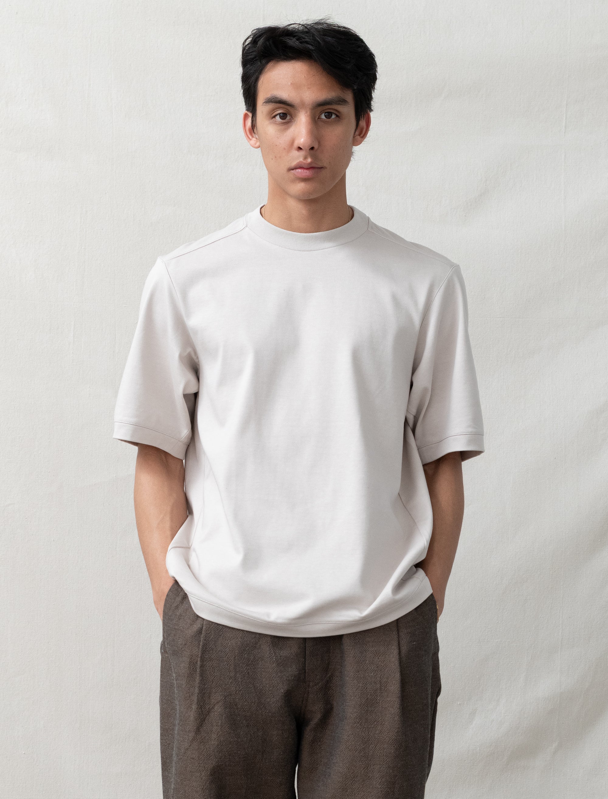 still by hand Half Sleeve Sweatshirt (Pink Beige)