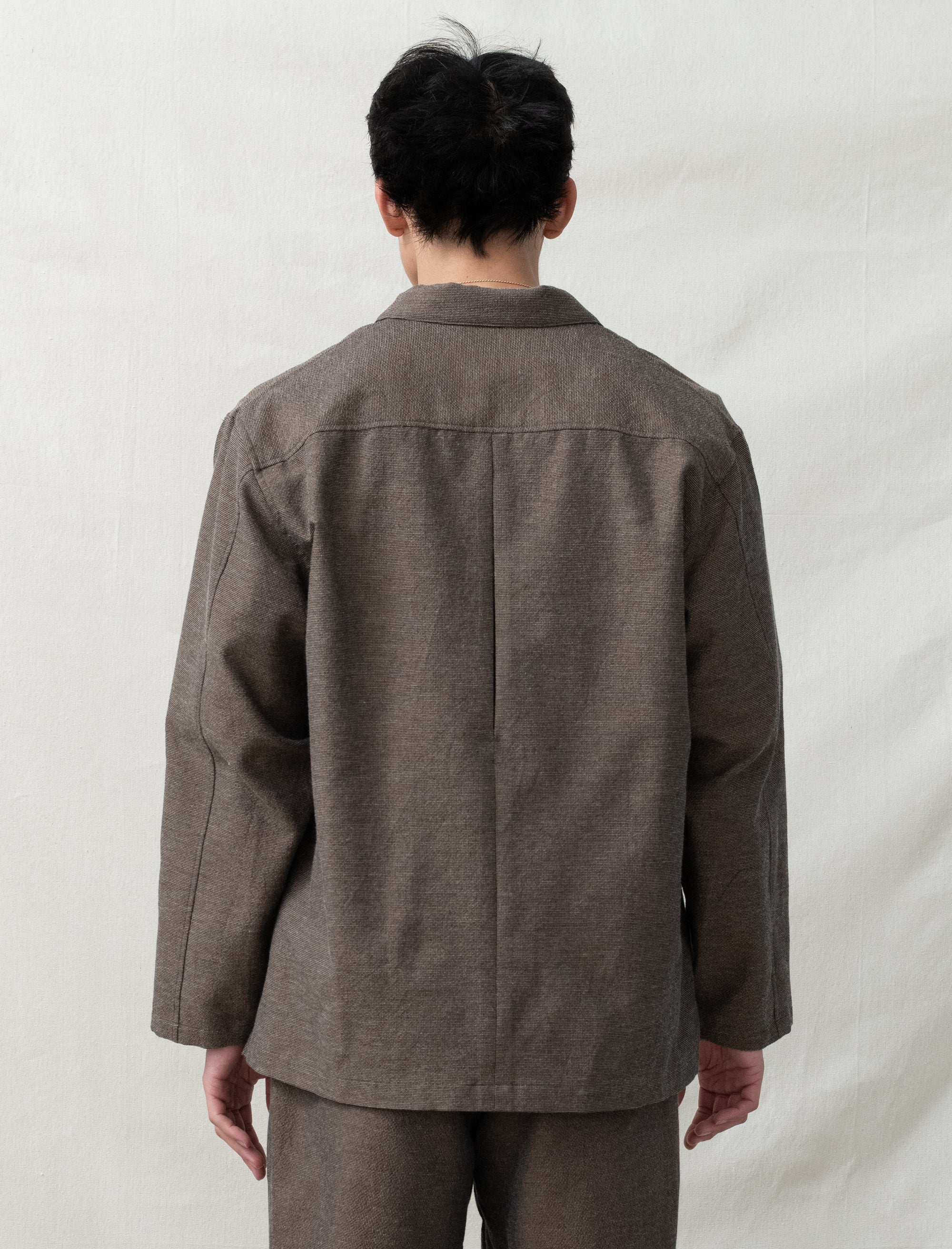 still by hand Mixed Shirt Jacket (Brown)