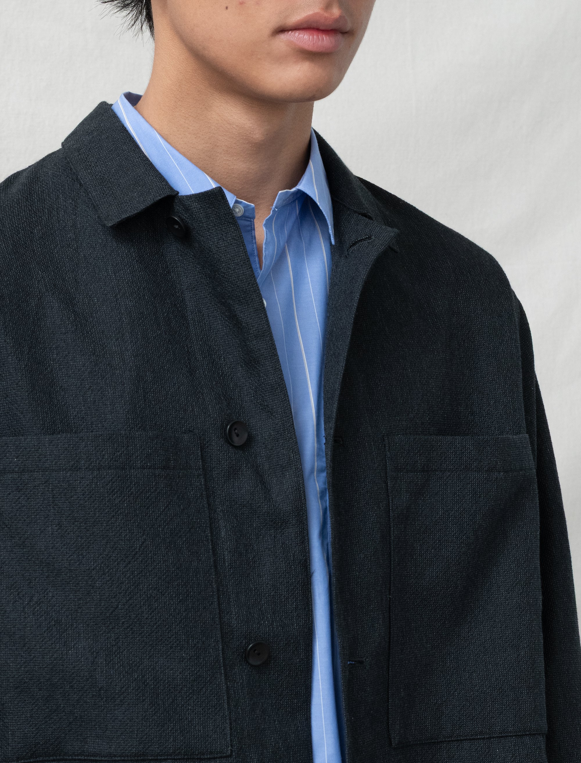 still by hand Mixed Shirt Jacket (Ink Black)