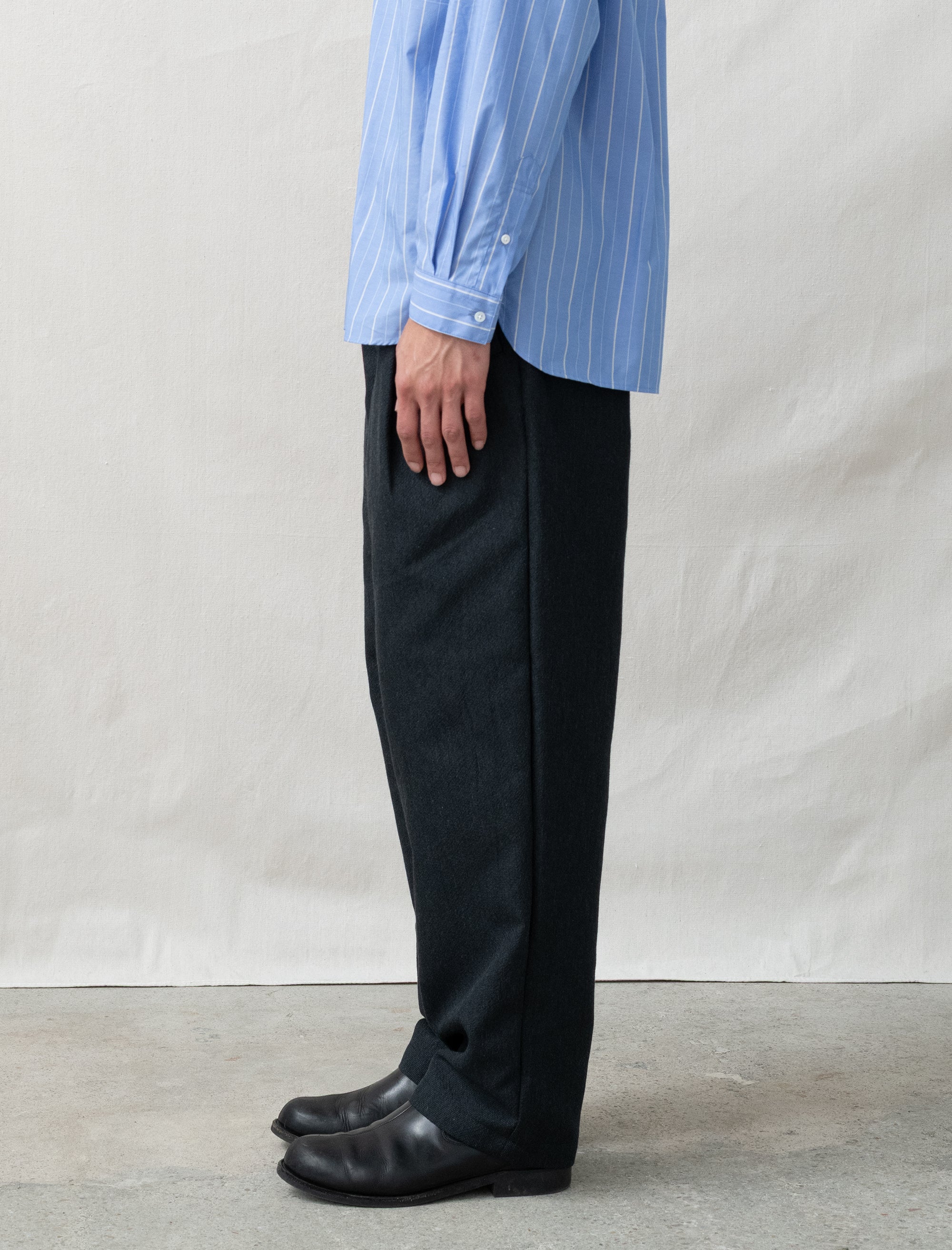 Mixed Single Pleat Pants (Ink Black)