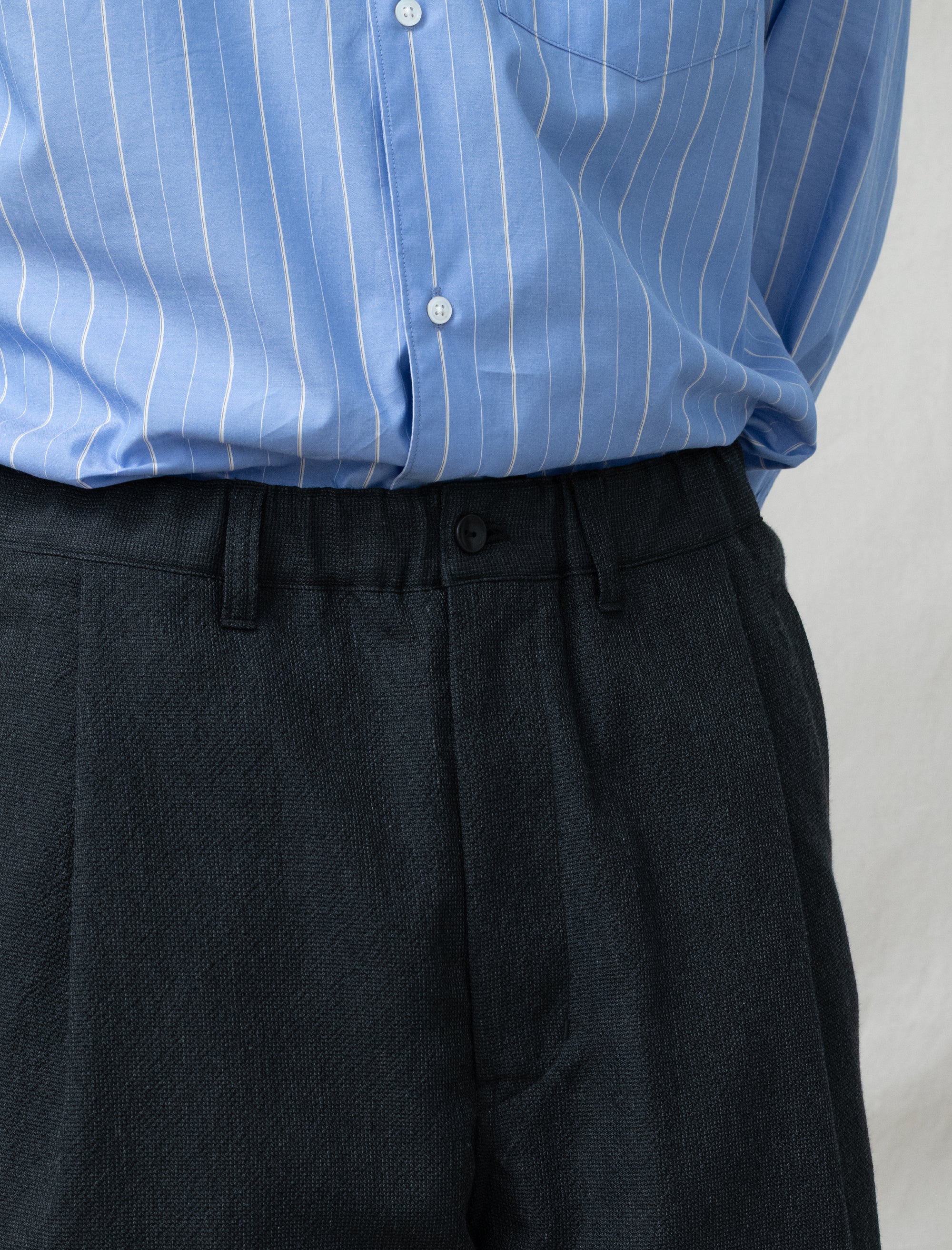 Mixed Single Pleat Pants (Ink Black)