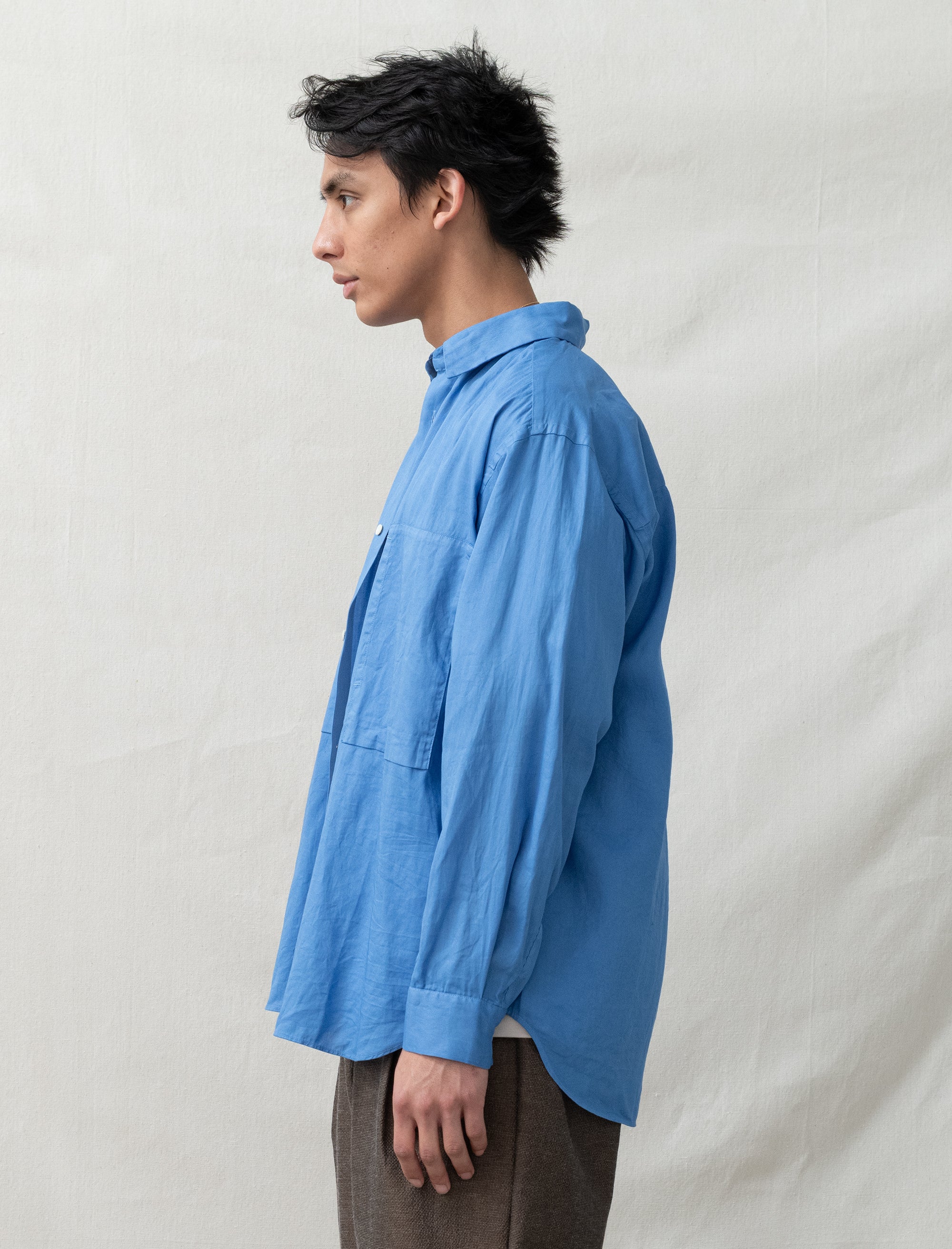 still by hand Garment-Dye Over Shirt (Sky Blue)