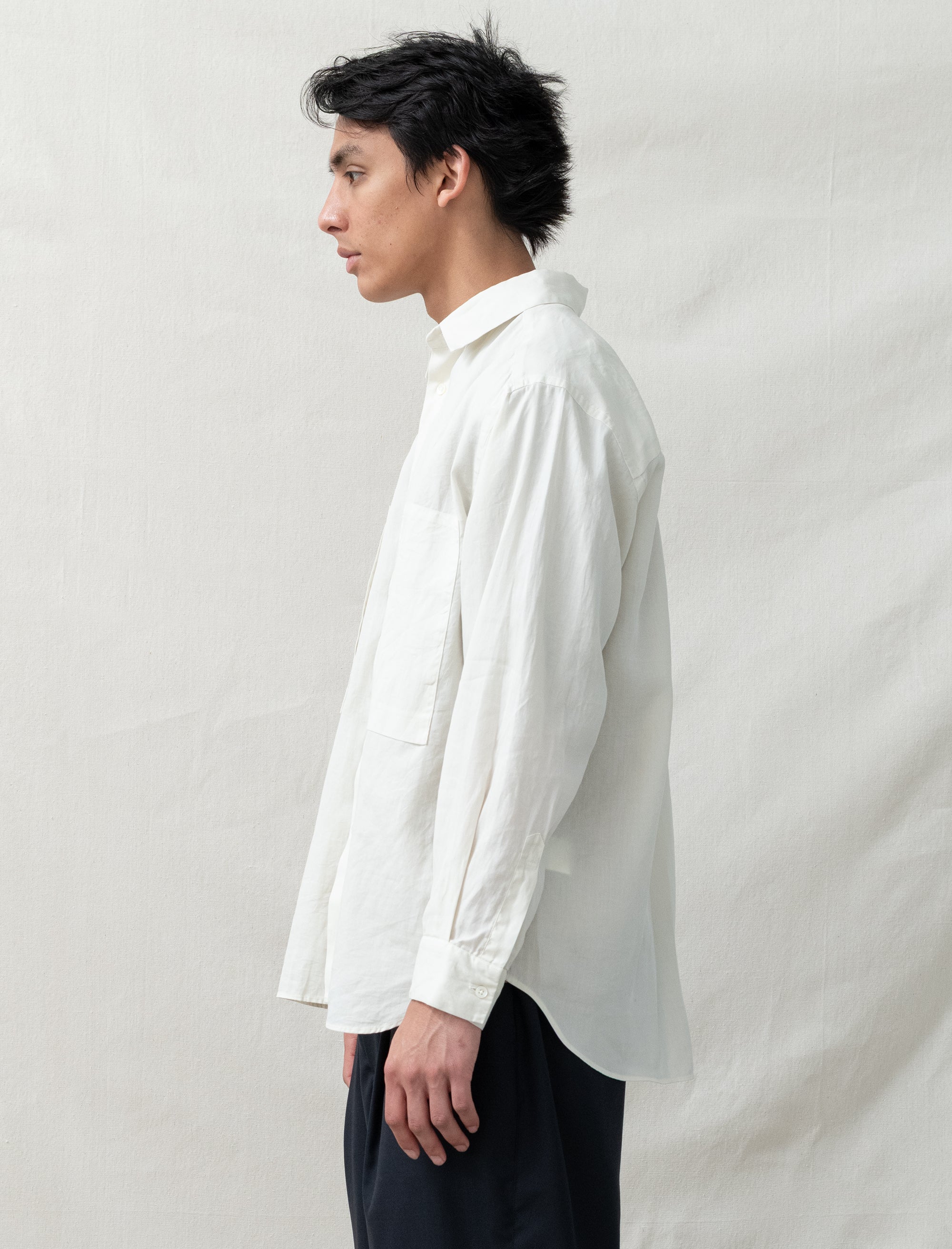 still by hand Garment-Dye Over Shirt (Ecru)