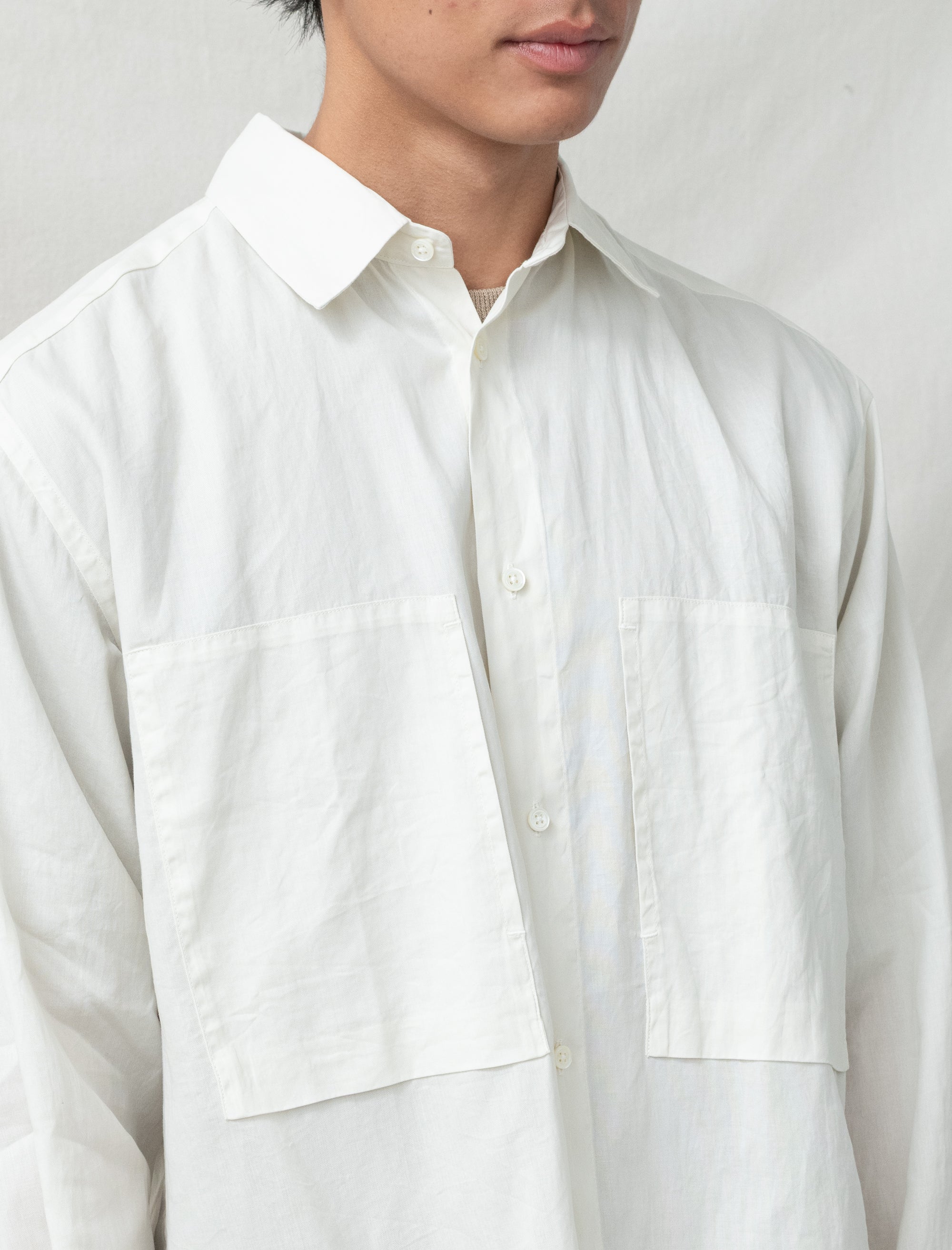 still by hand Garment-Dye Over Shirt (Ecru)