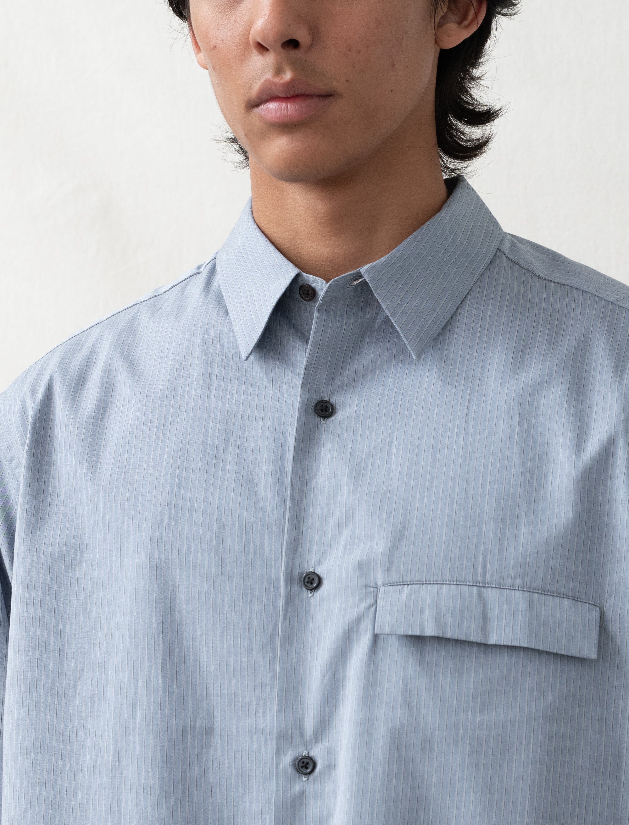 Still by Hand oversized shirt blue stripe