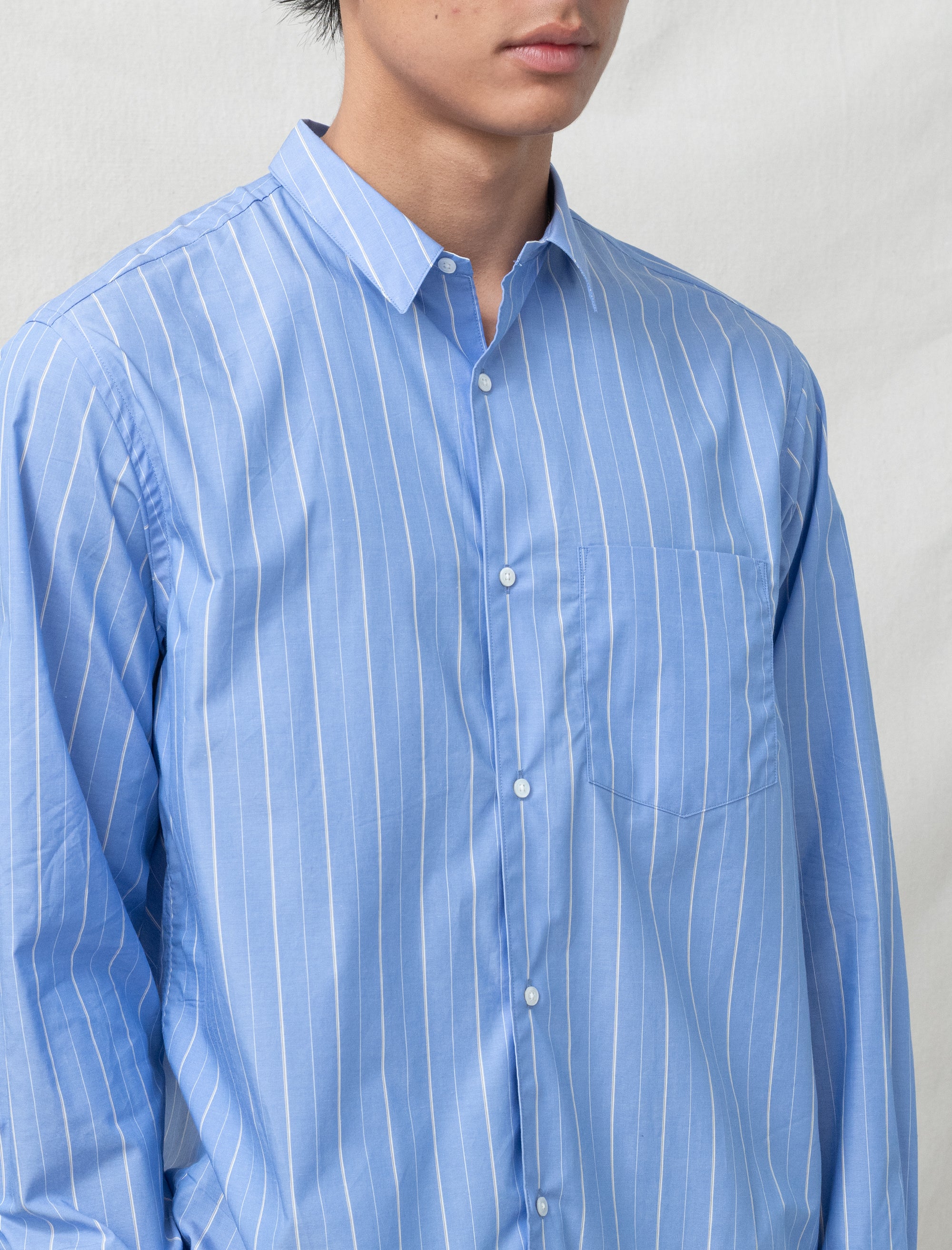 still by hand Regular Collar Shirt (Blue Stripe)