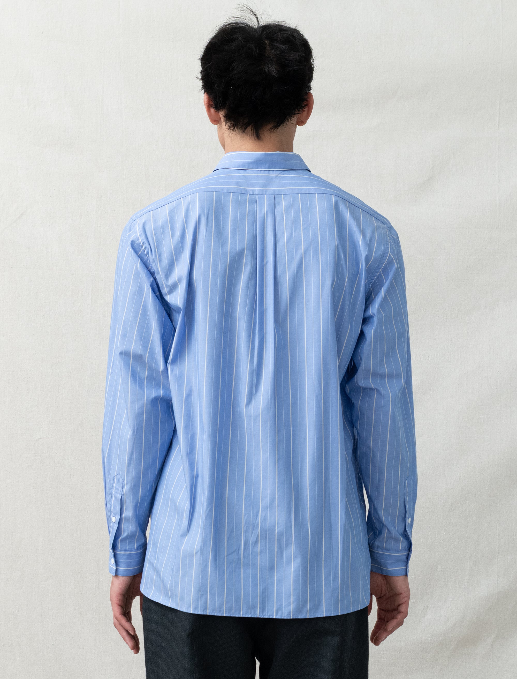 still by hand Regular Collar Shirt (Blue Stripe)