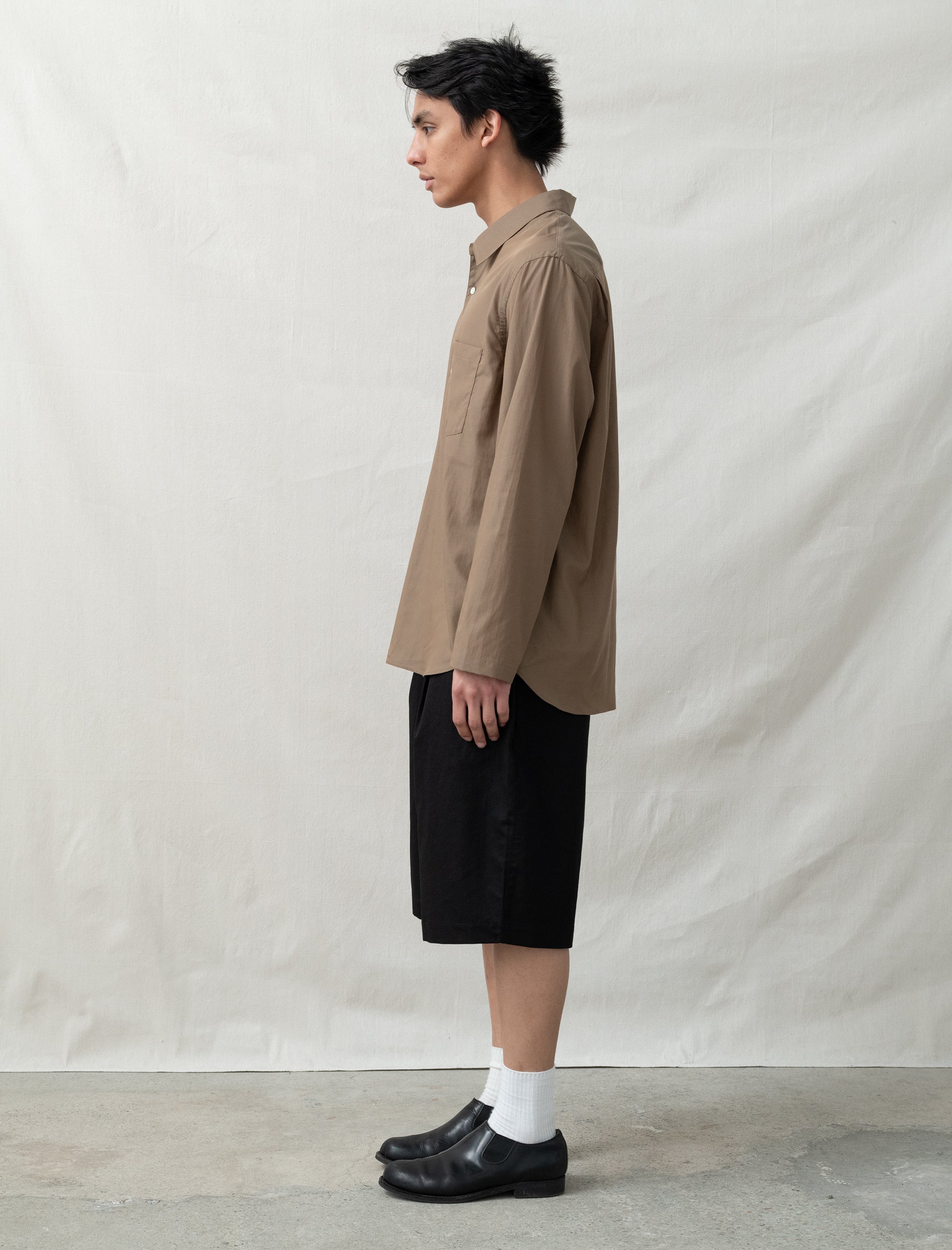 still by hand Cupro Pullover Shirt (Khaki Brown)