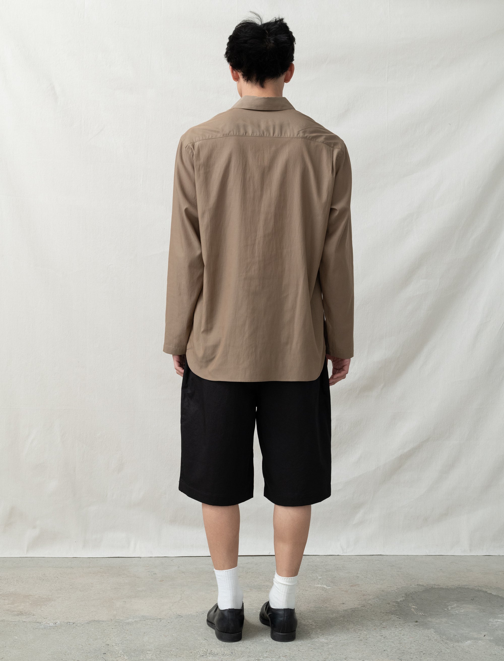 still by hand Cupro Pullover Shirt (Khaki Brown)