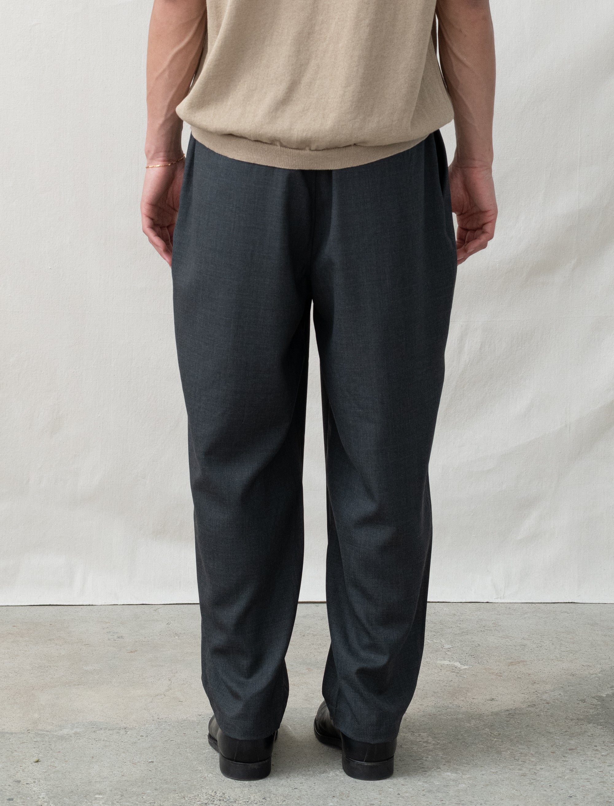 still by hand Summer Wool Wide Pants (Charcoal)