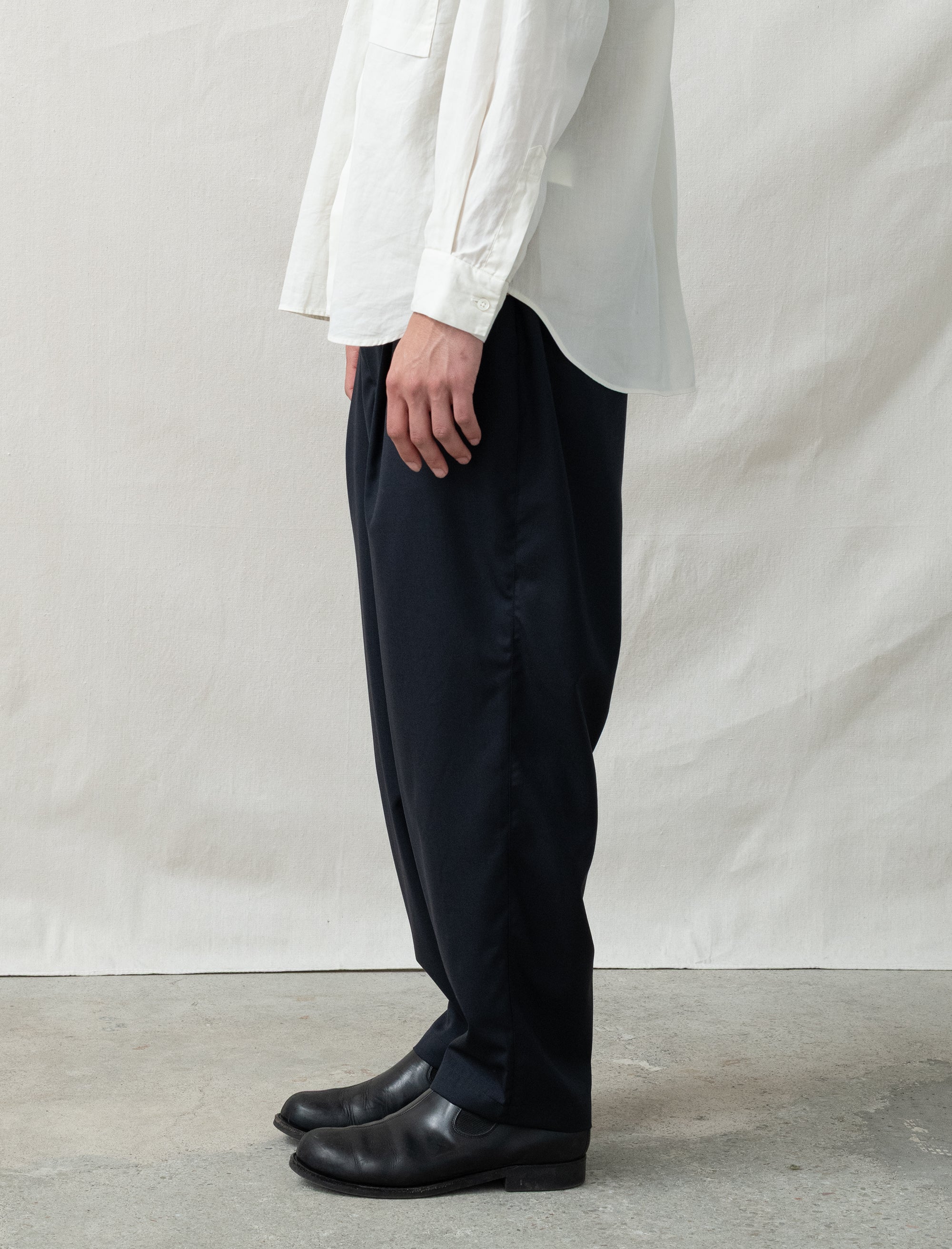 still by hand wide wool pants navy 
