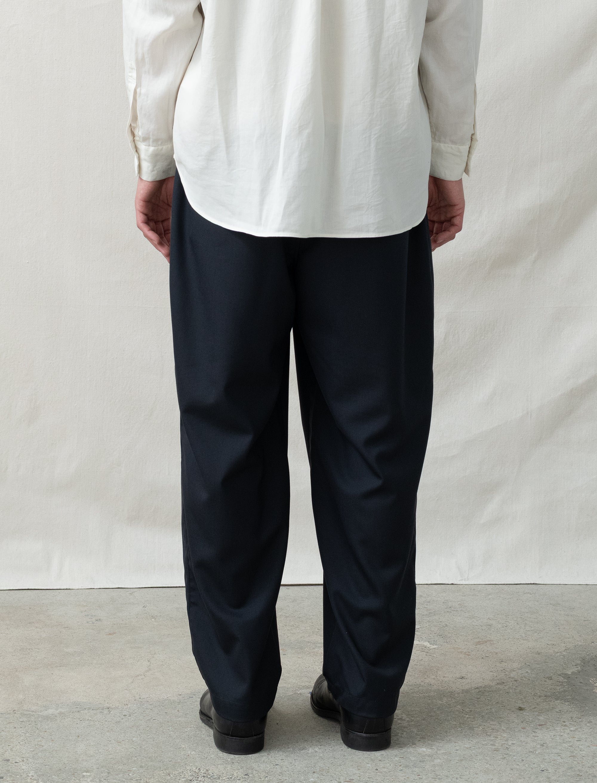 still by hand wide wool pants navy 