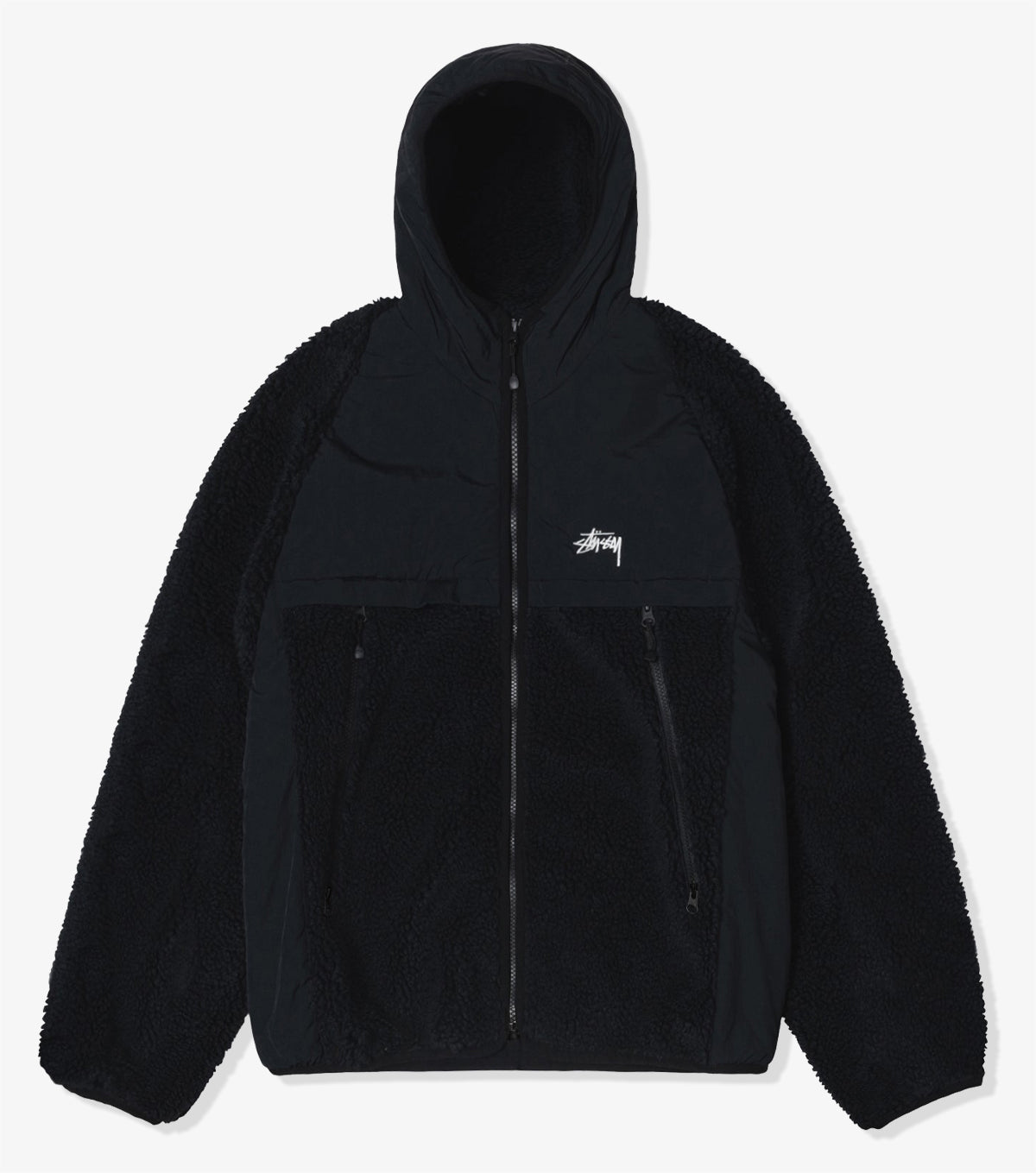 Sherpa Paneled Hooded Jacket (Black)