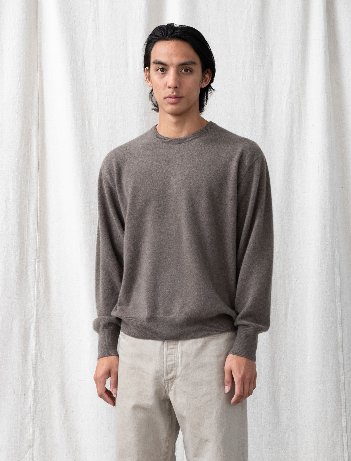 Pure Cashmere Knit Crew Neck LS (Taupe)