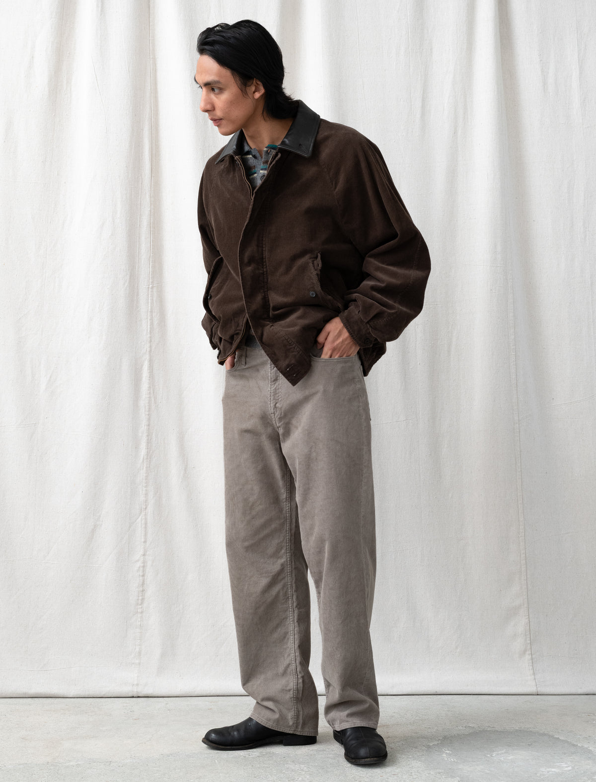 Vintage Corduroy Zip Jacket (Brown)
