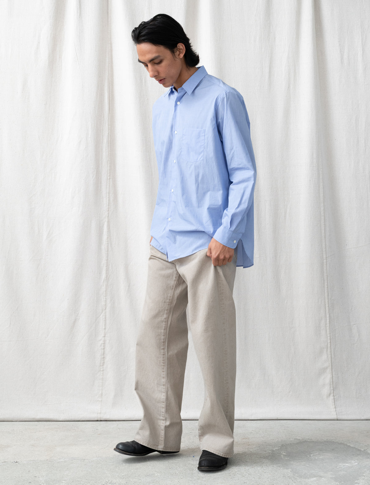 Loose Color Denim Pants (Beige)